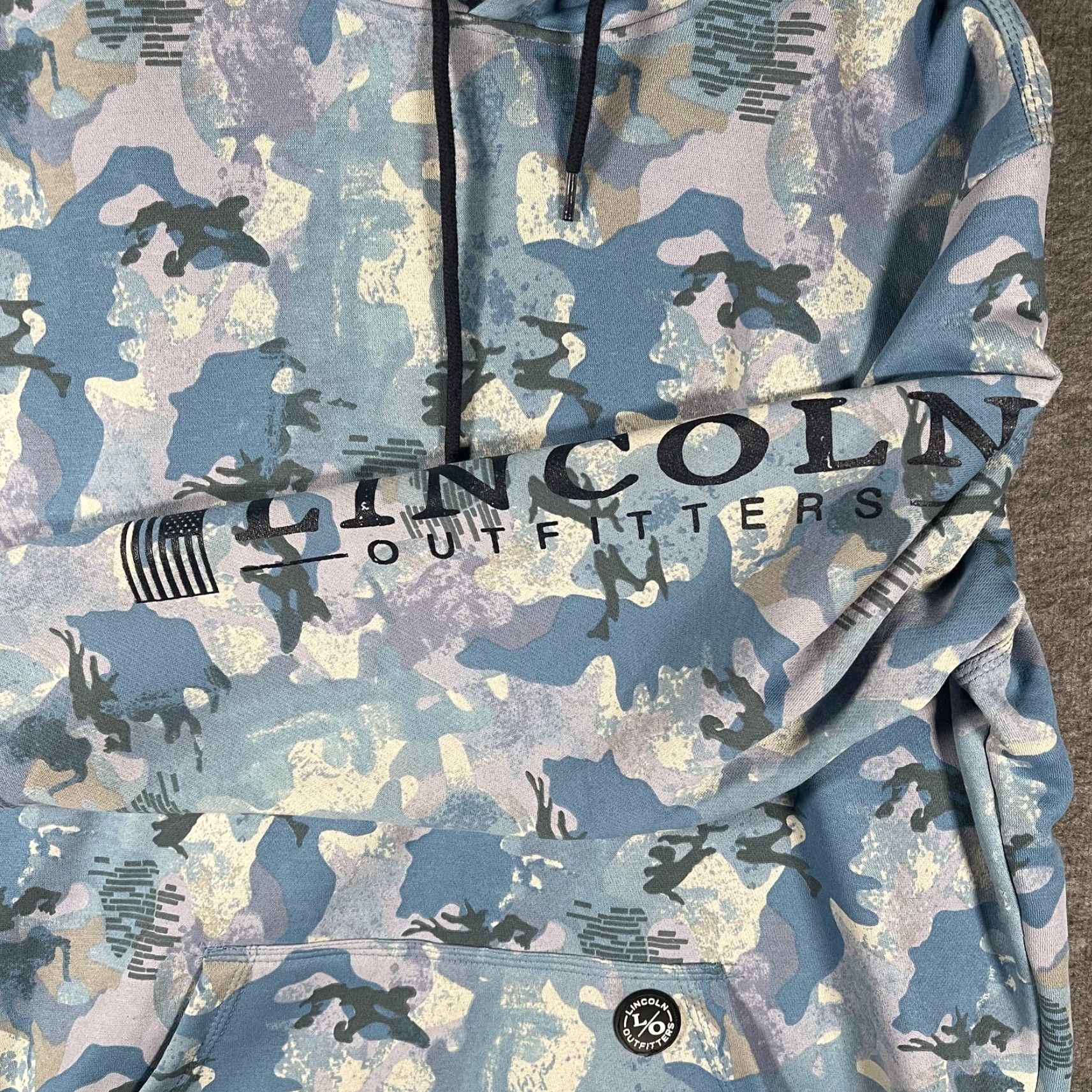 Vintage VINTAGE Lincoln Outfitters Hoodie Mens L Blue Camo Quarter Zip Pullover Fleece Lined Size US L / EU 52-54 / 3 - 3 Thumbnail