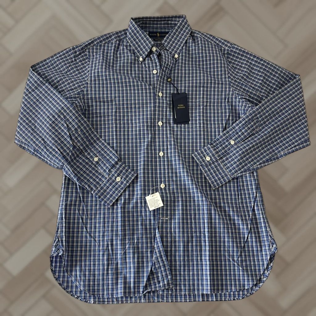 Polo Ralph Lauren Polo Ralph Lauren Shirt Button-Up Long Sleeve Medium Blue Plaid Stretch Mens Size US M / EU 48-50 / 2 - 1 Thumbnail