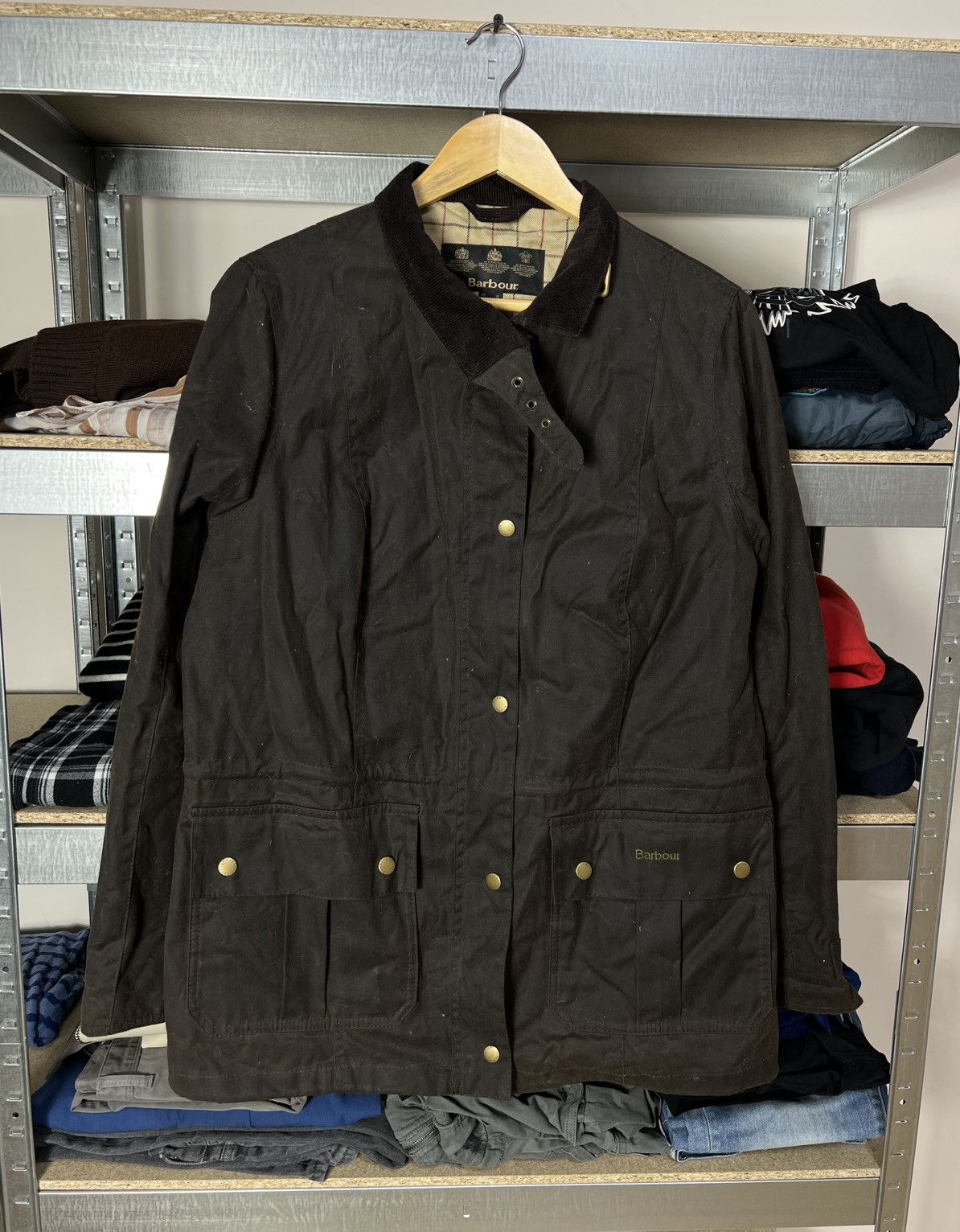 Barbour Women's Brown Waxed Cotton Beadnell Wax Jacket Sz 18