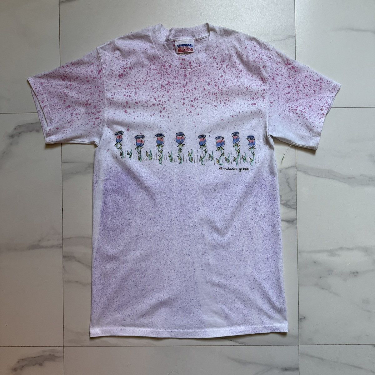 Vintage Vintage 1988 Splattered Graphic T-Shirt Size US M / EU 48-50 / 2 - 2 Thumbnail