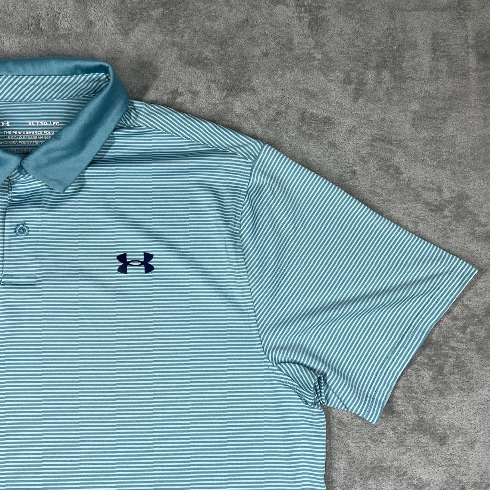 Under Armour Under Armour Polo Shirt Men XL Athletic Golf Blue Stripe Iso-Chill Short Sleeve Size US XL / EU 56 / 4 - 4 Thumbnail