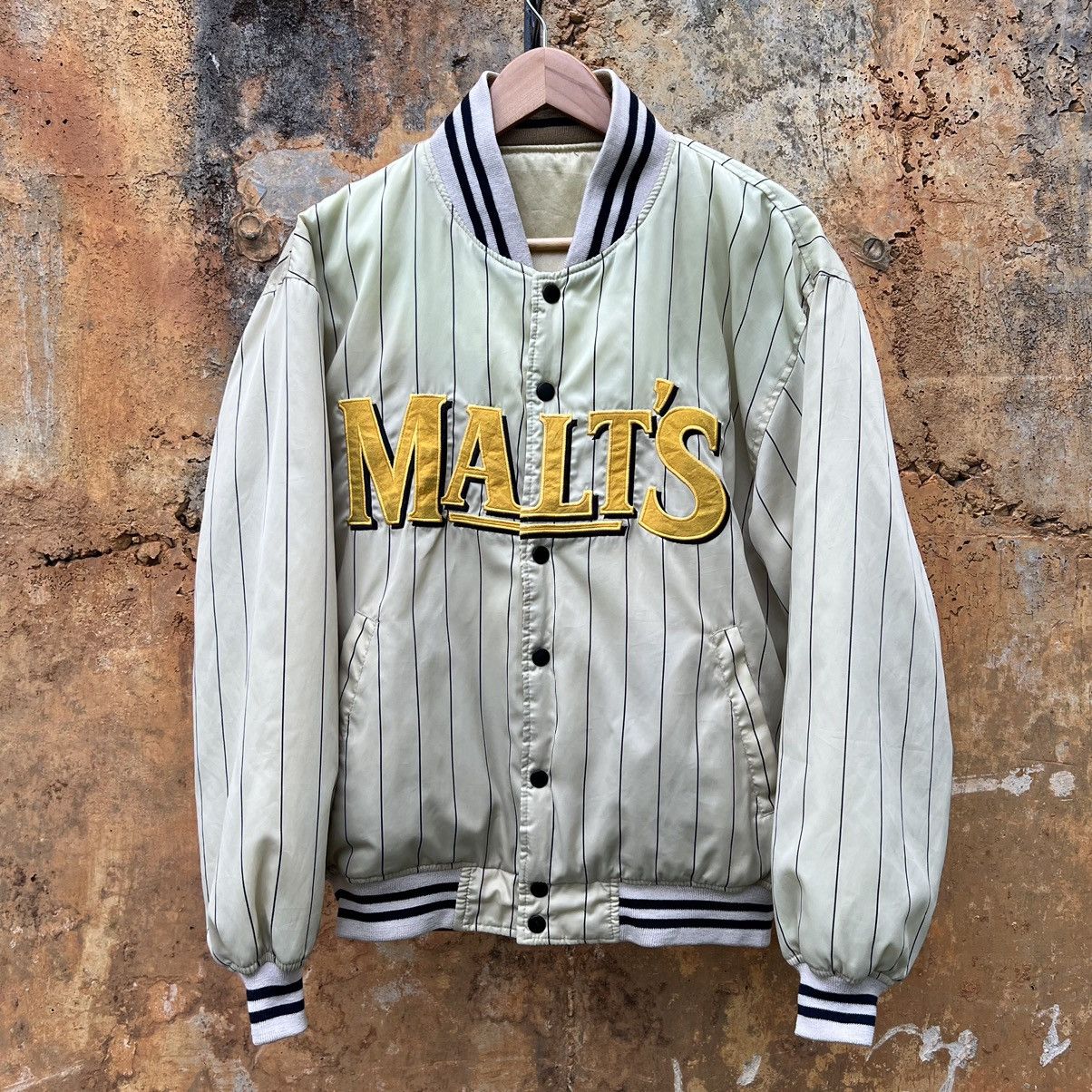 Vintage Malts Reversible Varsity Jacket Spell out Big Logo