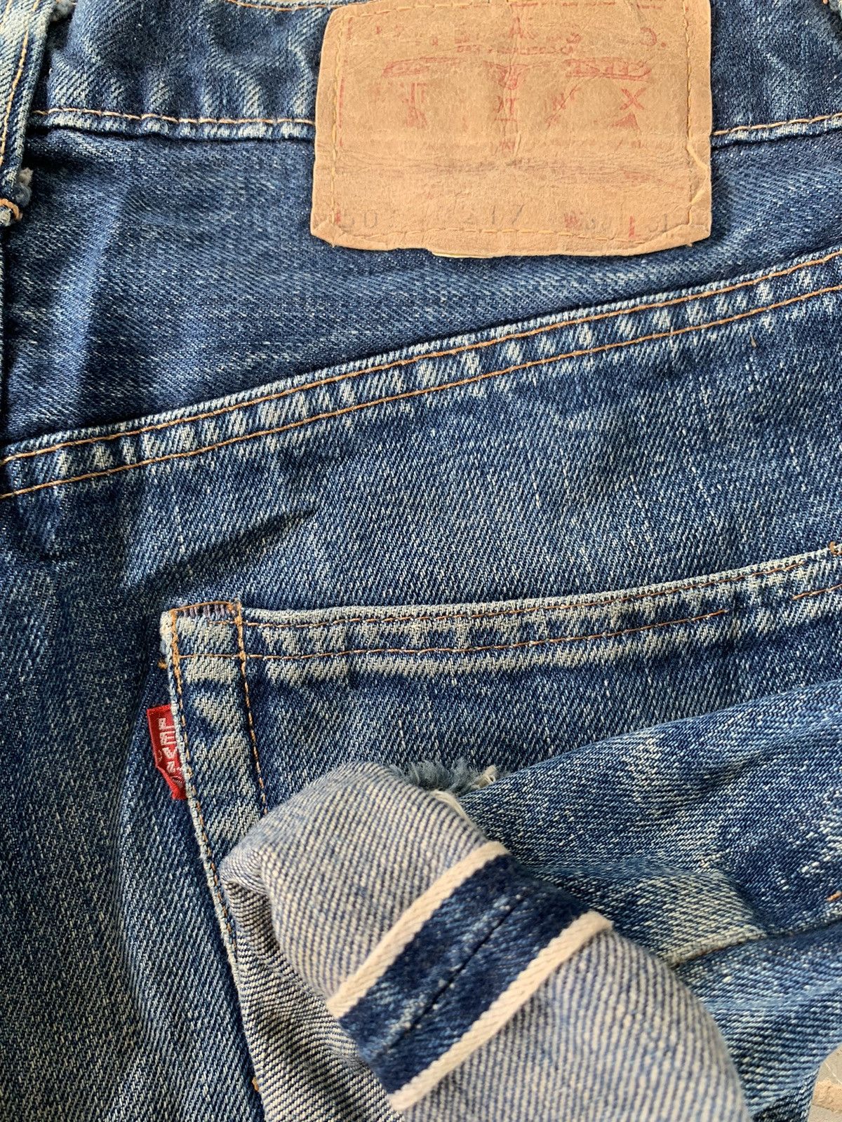 Levi's Vintage 60s Levis Big E 502 #5 Distressed Selvedge Denim Size US 29 - 4 Thumbnail