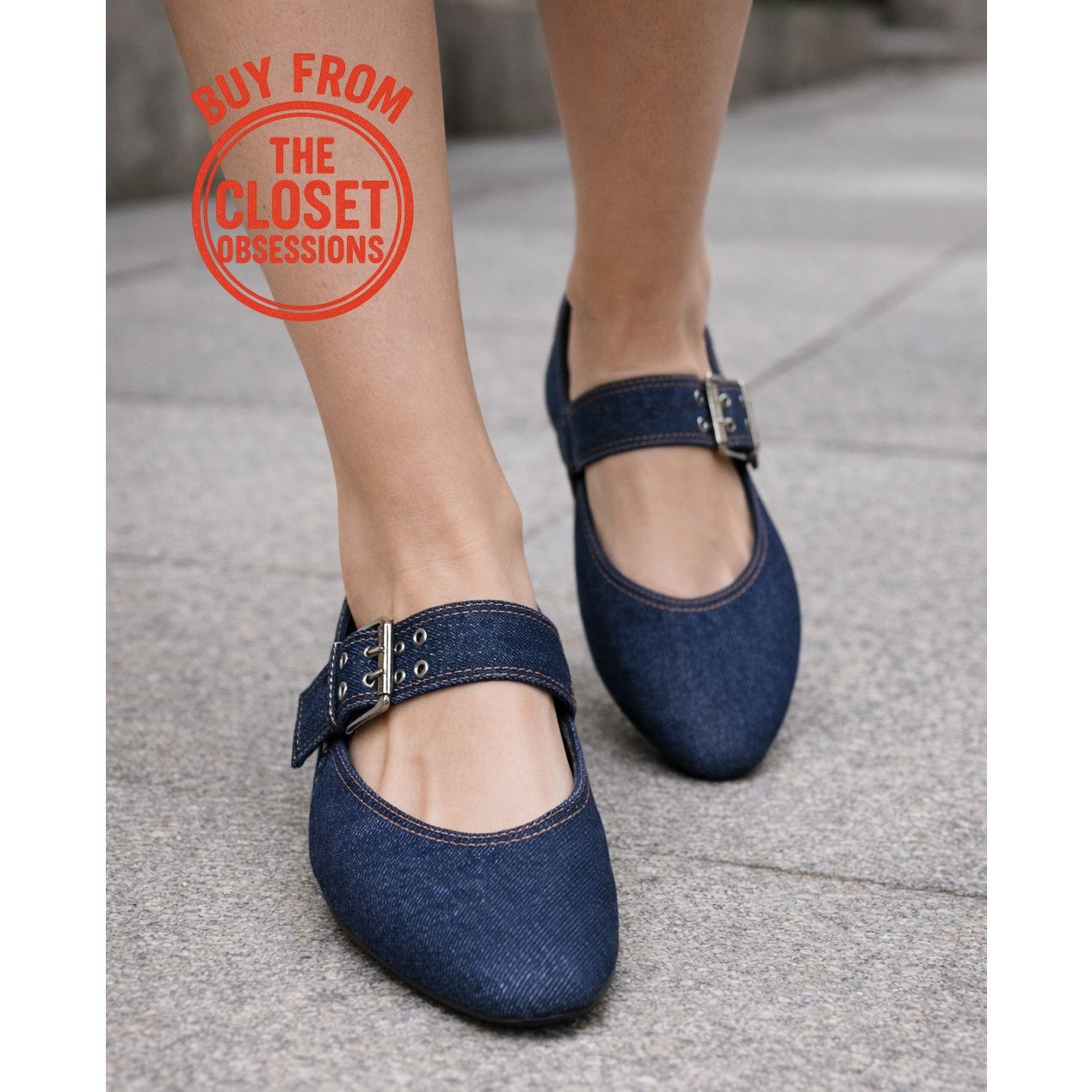 ZARA Denim Mary Jane Flats NWT Size 7.5