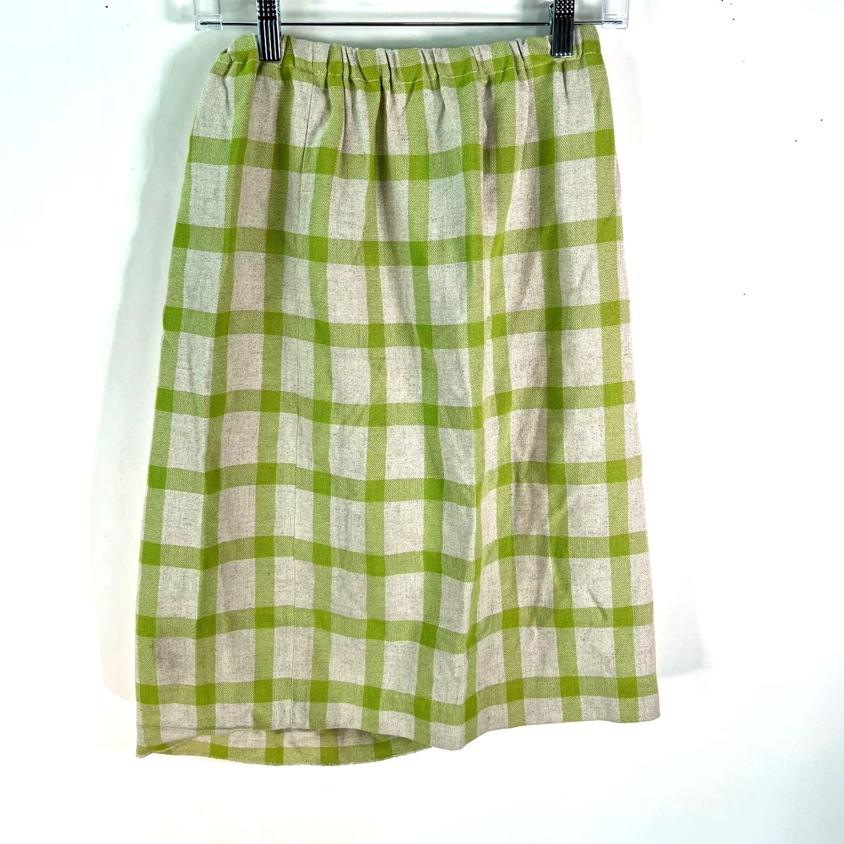 Vintage VINTAGE Women's Skirt Elastic Waist Pull On Plaid A-Line Knee Length 80s Green Size 10 Size 32" / US 10 / IT 46 - 2 Thumbnail