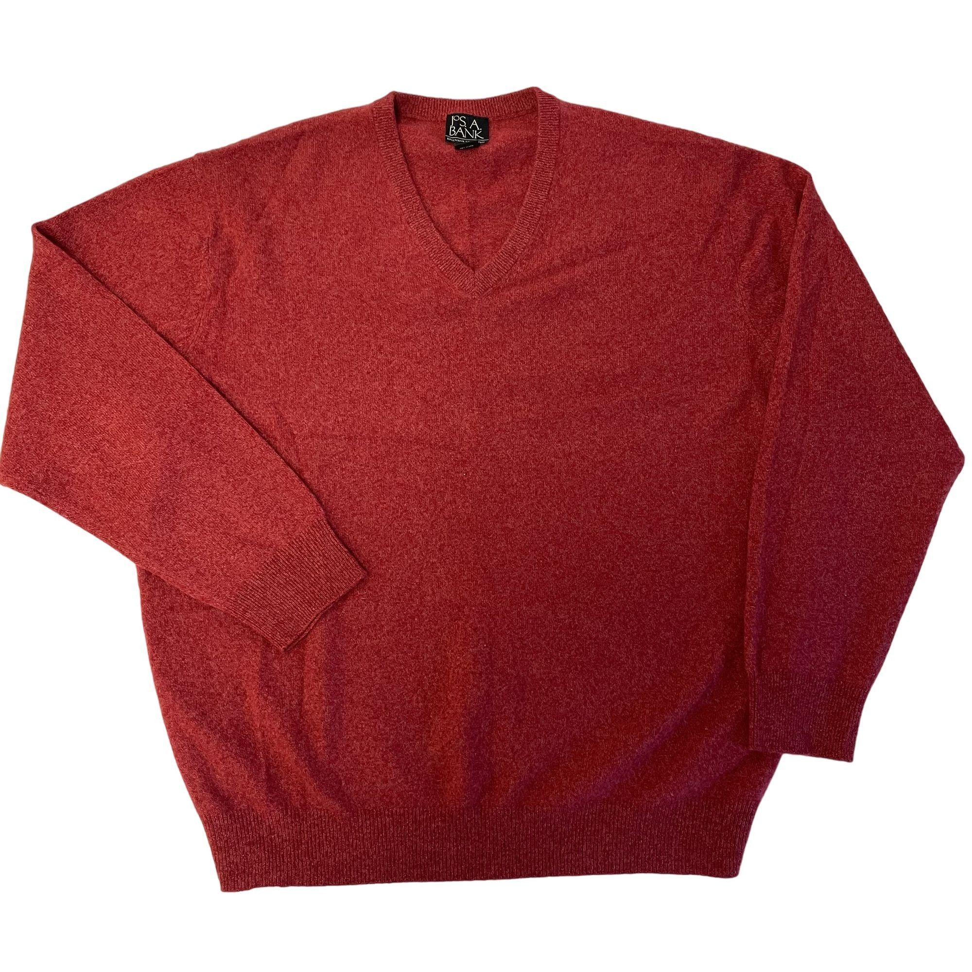 Jos. A. Bank Jos A Bank HEATHER RED V Neck DESIGNER Knit 100% CASHMERE Size US XL / EU 56 / 4 - 1 Thumbnail