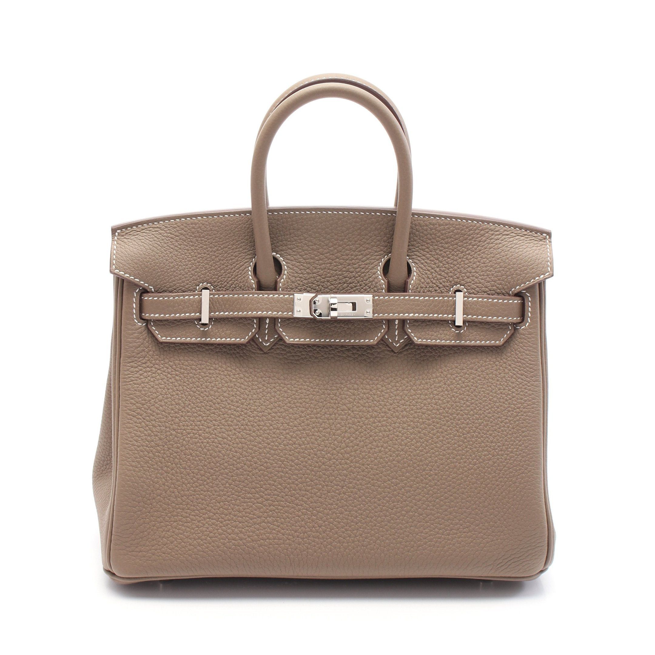 Hermes Hermes Birkin 25 Etoupe Handbag Togo Gray Brown Silver Hardware Double Engraved Size ONE SIZE - 1 Thumbnail