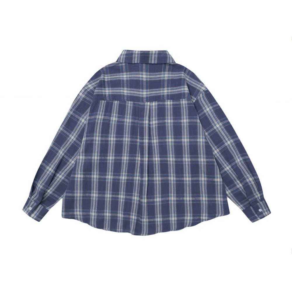 Vintage Men's Japanese street loose lapel plaid long-sleeved shirt Size US M / EU 48-50 / 2 - 2 Thumbnail
