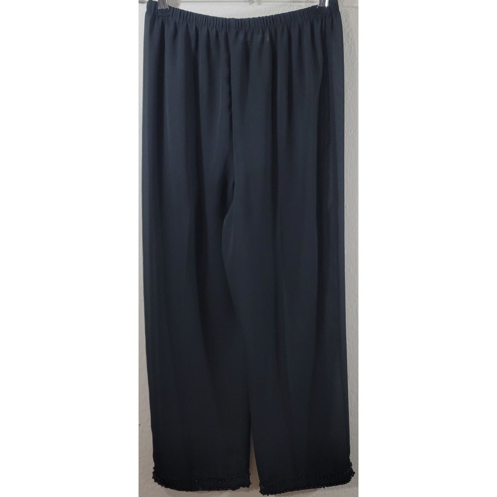 Other VTG Marmie West Black Sequin Hem Pleated Pants Medium Large Size 28" / US 6 / IT 42 - 2 Thumbnail