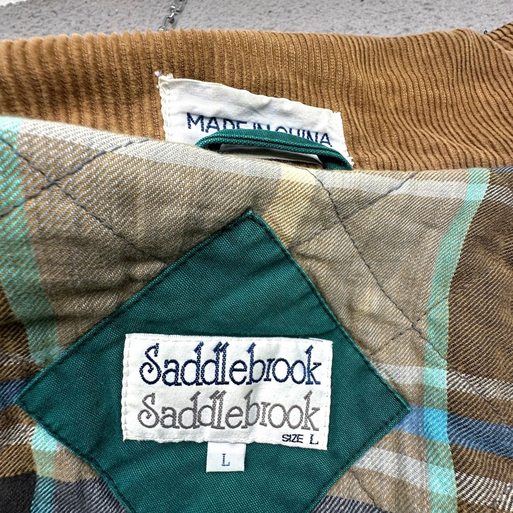 Vintage VINTAGE Saddlebrook Coat Men's Large Green Plaid Lined Barn Chore Canvas Corduroy Button Long Overcoat Size US L / EU 52-54 / 3 - 3 Thumbnail
