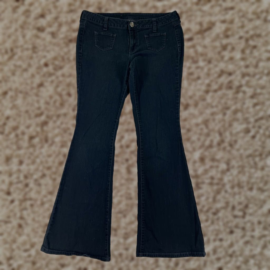 Vintage City Steets Jeans Womens 11 Black Denim Flared Low Rise Cotton Blend 29x29 Size 32" / US 10 / IT 46 - 1 Thumbnail