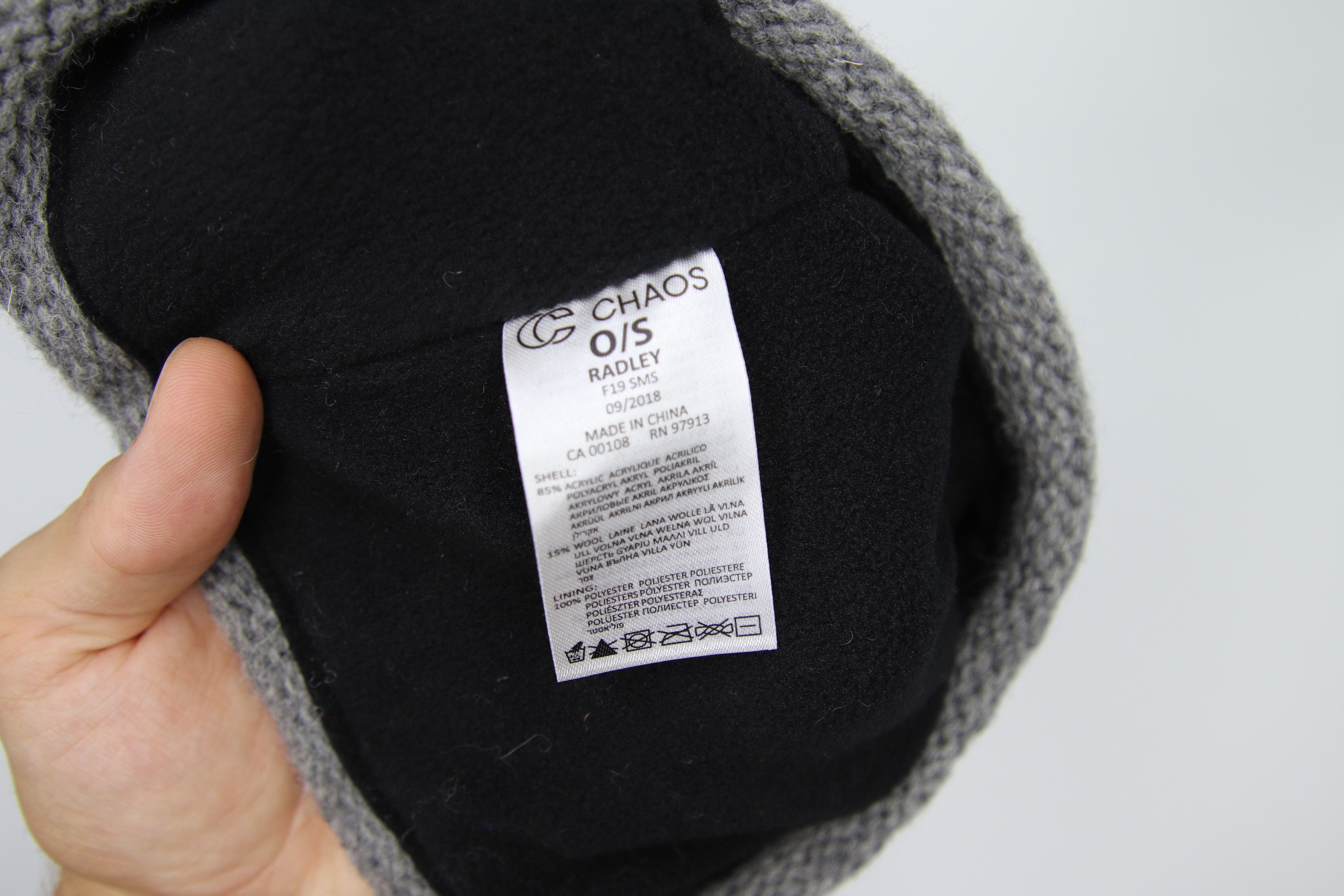 Other Chaos 15% Merino Beanie Grey Blue Size ONE SIZE - 3 Thumbnail