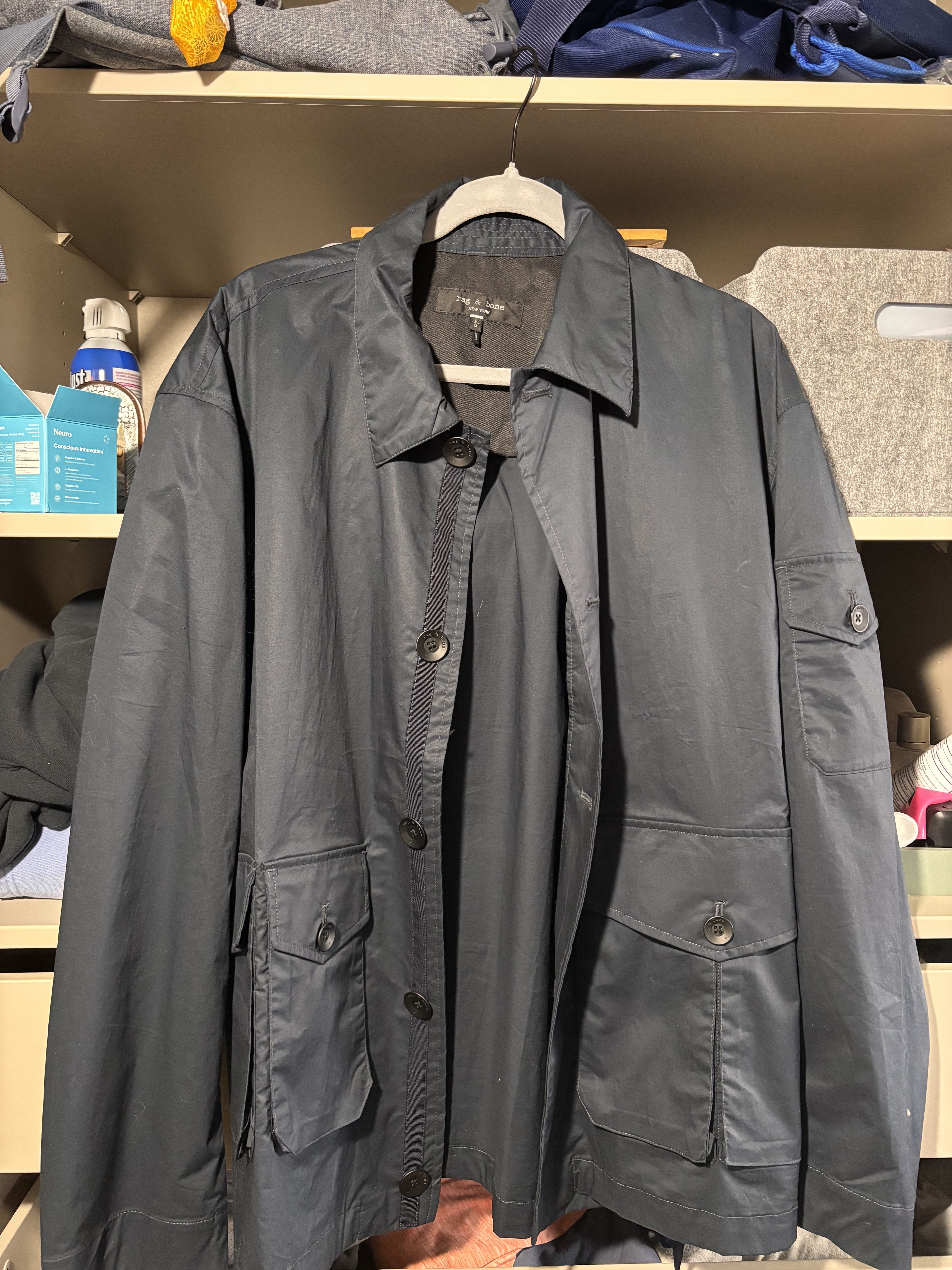Rag & Bone Rag & Bone Classic Blue Cotton Poplin Jacket Size US L / EU 52-54 / 3 - 1 Thumbnail