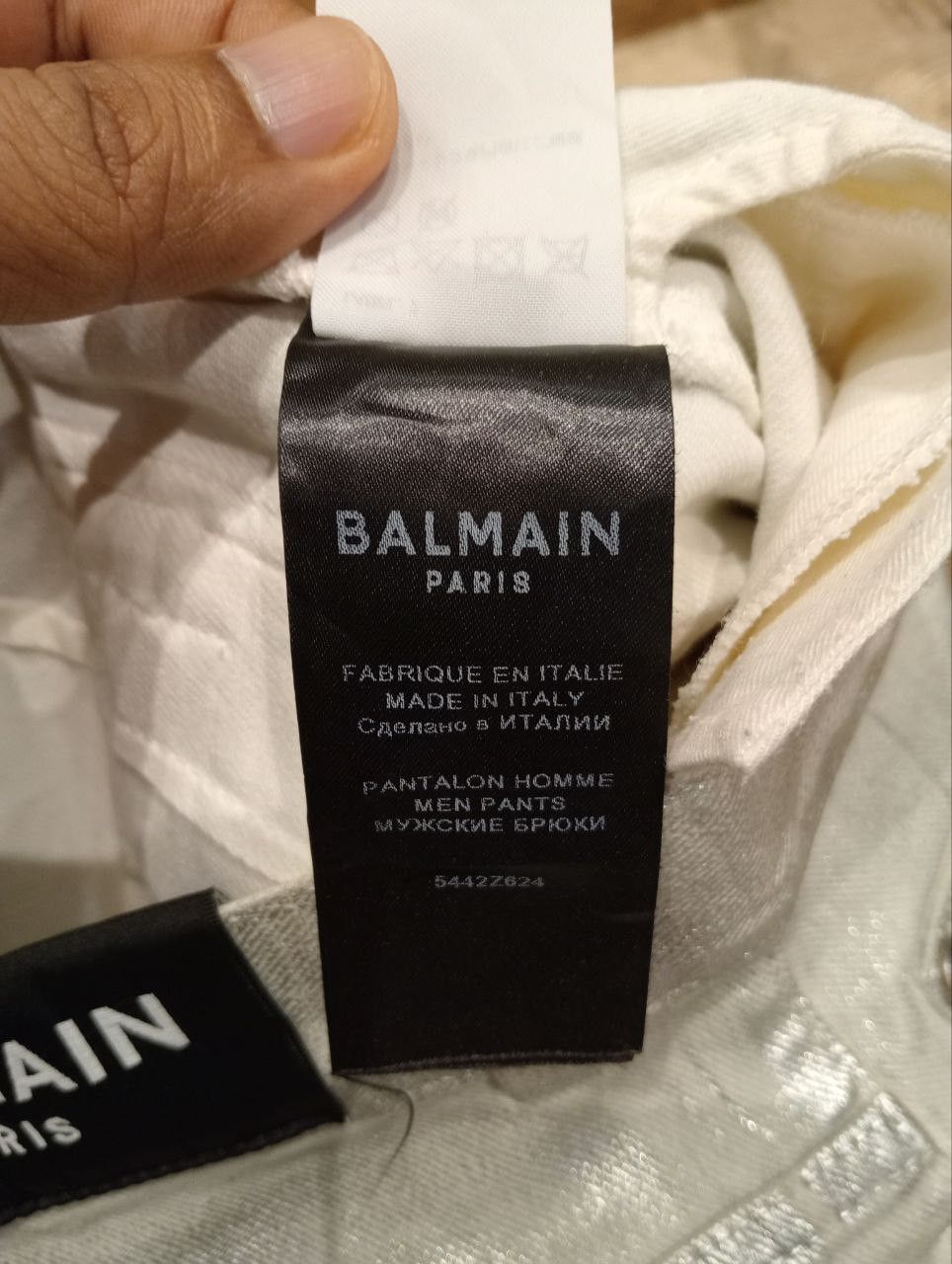 Balmain Balmain Paris Slim Metallic White Biker Jeans Size US 29 - 13 Thumbnail