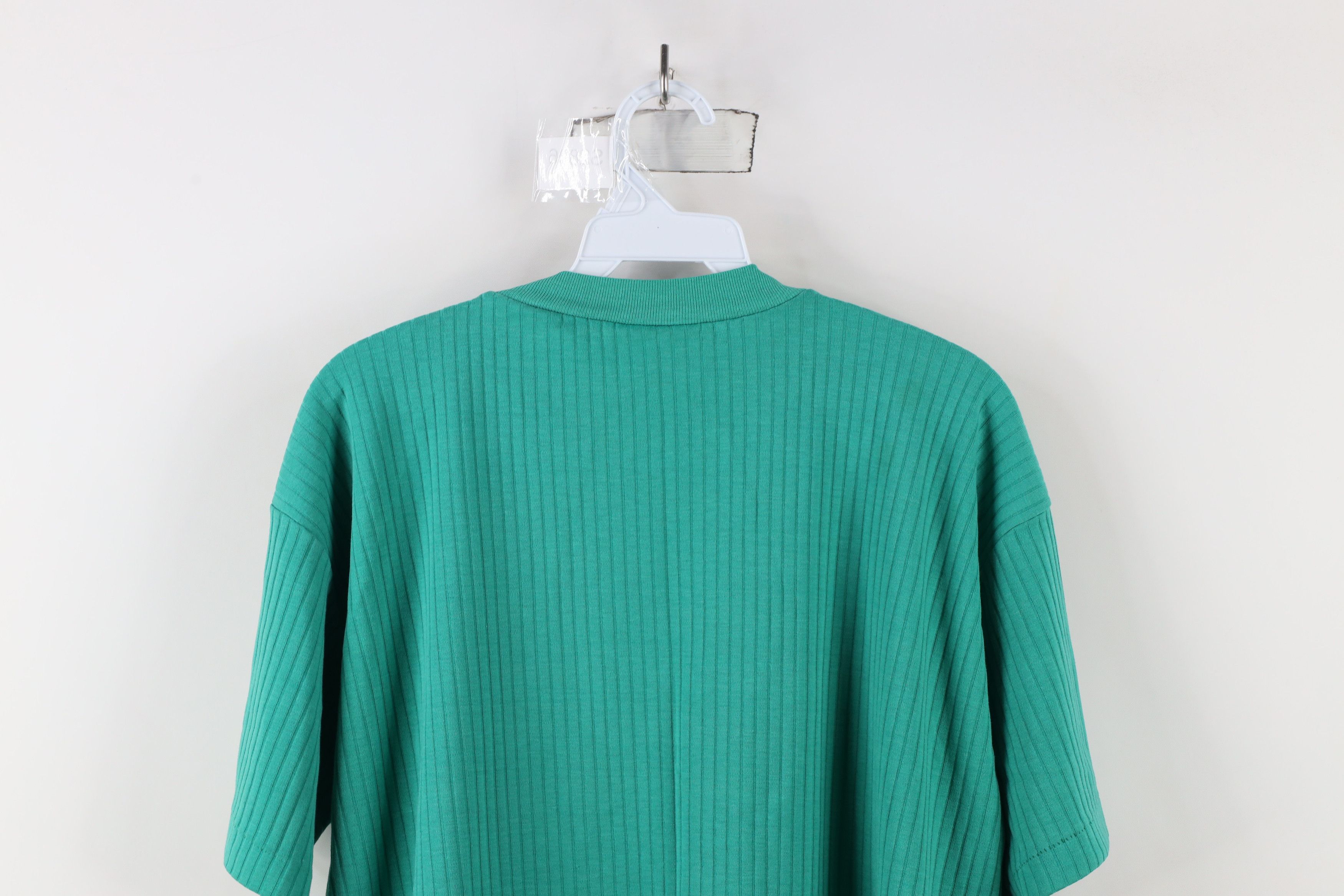 Fila × Vintage Vintage 90s Fila Spell Ribbed Knit Short Sleeve T-Shirt Teal Size US M / EU 48-50 / 2 - 12 Thumbnail