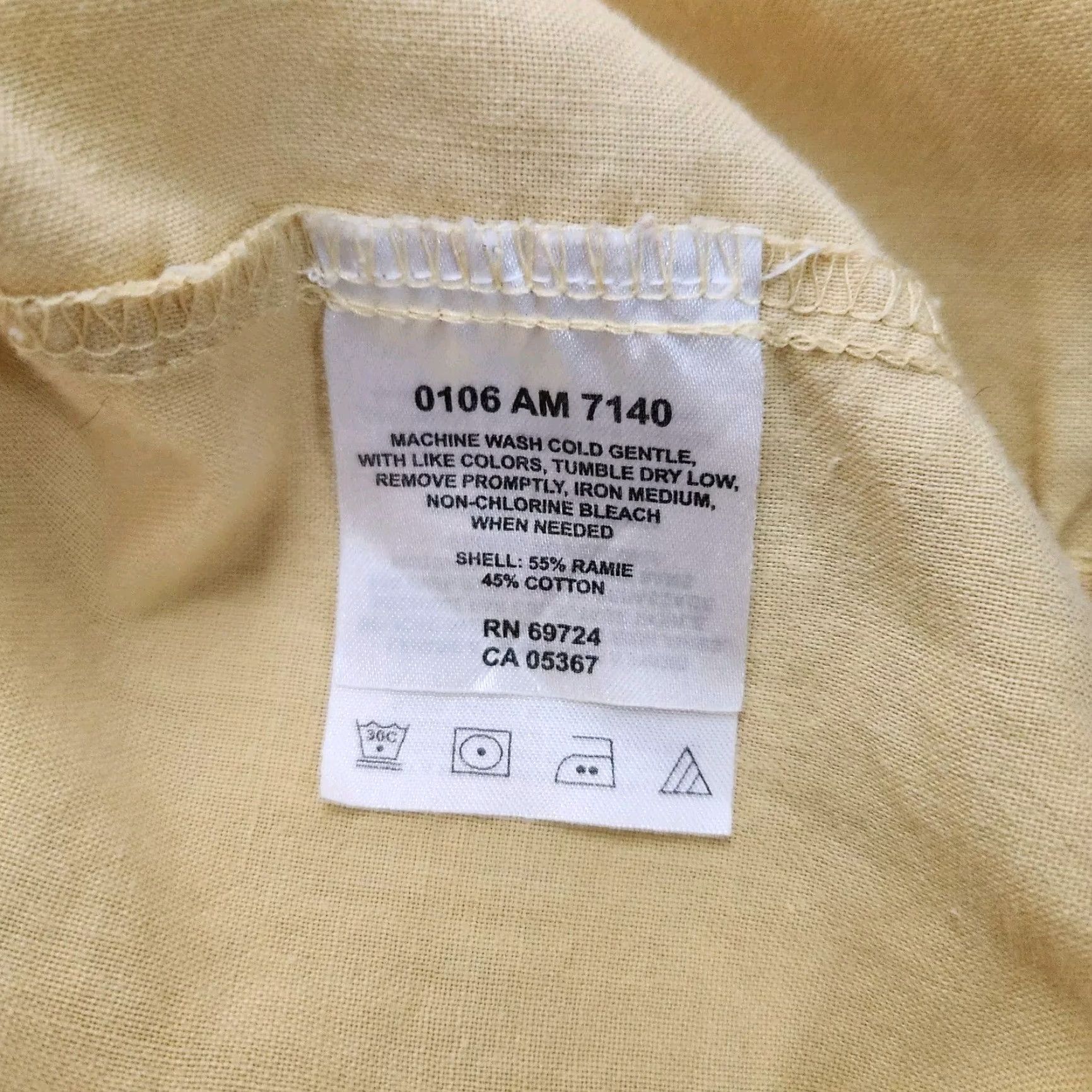 Vintage Columbia Shirt Mens Light Yellow Ramie/Cotton Short Sleeve Buttondown Shirt-Size L Size US L / EU 52-54 / 3 - 7 Thumbnail