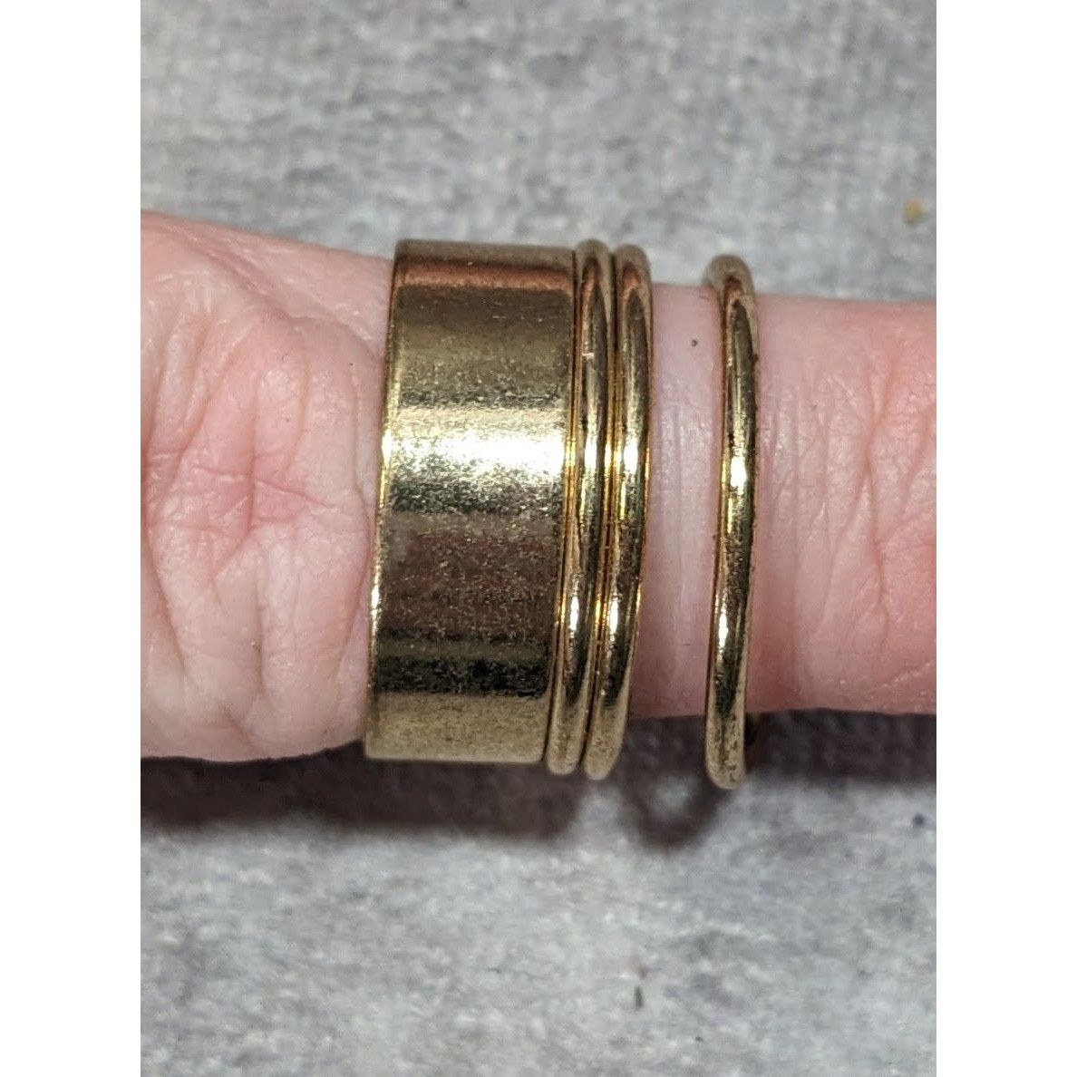 Other Modern Layered Gold Tone Open Cuff Ring Size 8 1/2 Size ONE SIZE - 3 Thumbnail