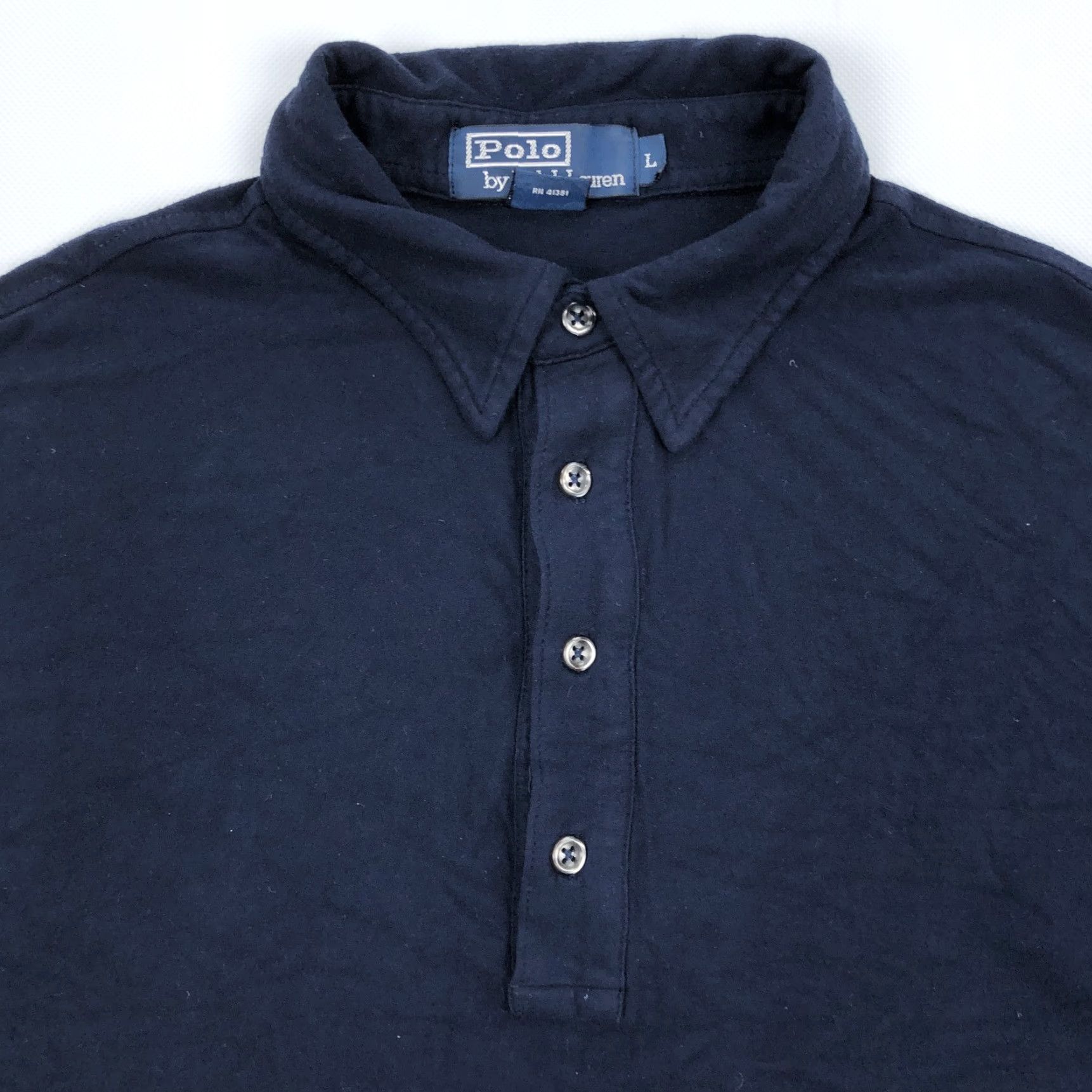 Polo Ralph Lauren Polo by Ralph Lauren Mens L Navy Blue Long Sleeve Rayon Viscose Blend Polo Shirt Size US L / EU 52-54 / 3 - 2 Thumbnail