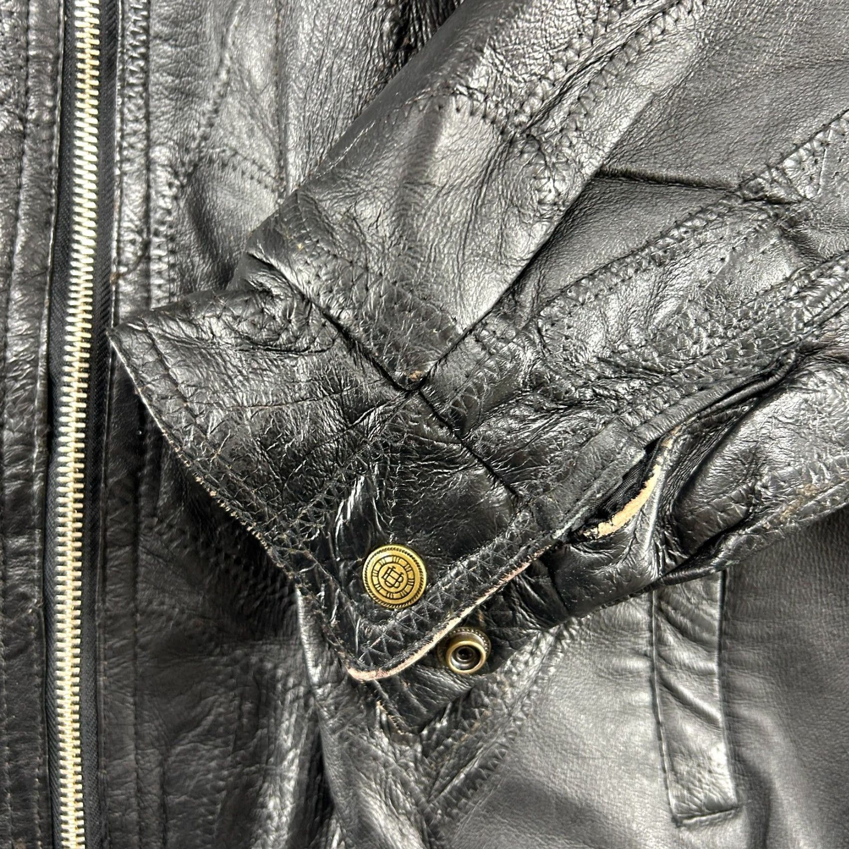 Vintage VINTAGE Leather Jacket Mens XL Black Bomber Genuine Lined Patchwork Biker 90s Size US XL / EU 56 / 4 - 6 Thumbnail