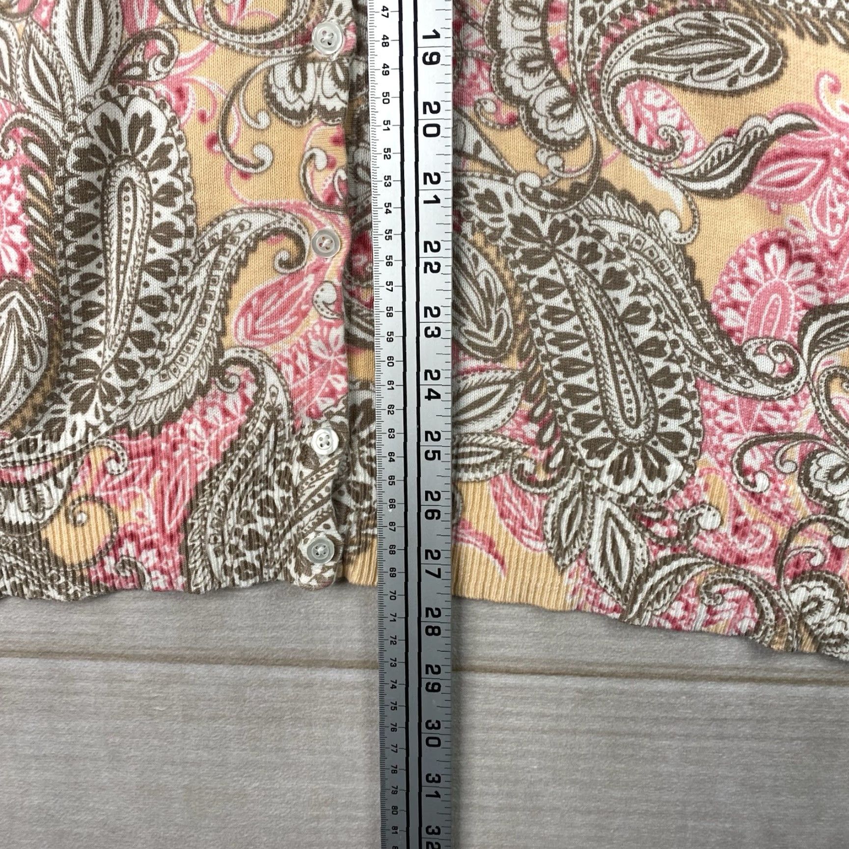 Croft & Barrow Croft & Barrow Cardigan Sweater Womens 2X Peach Pink Floral Paisley Whimsigoth - Multicolor Knit Crew Neck Long Sleeve All Seasons Lightweight Size XXL / US 16-18 / IT 52-54 - 4 Thumbnail