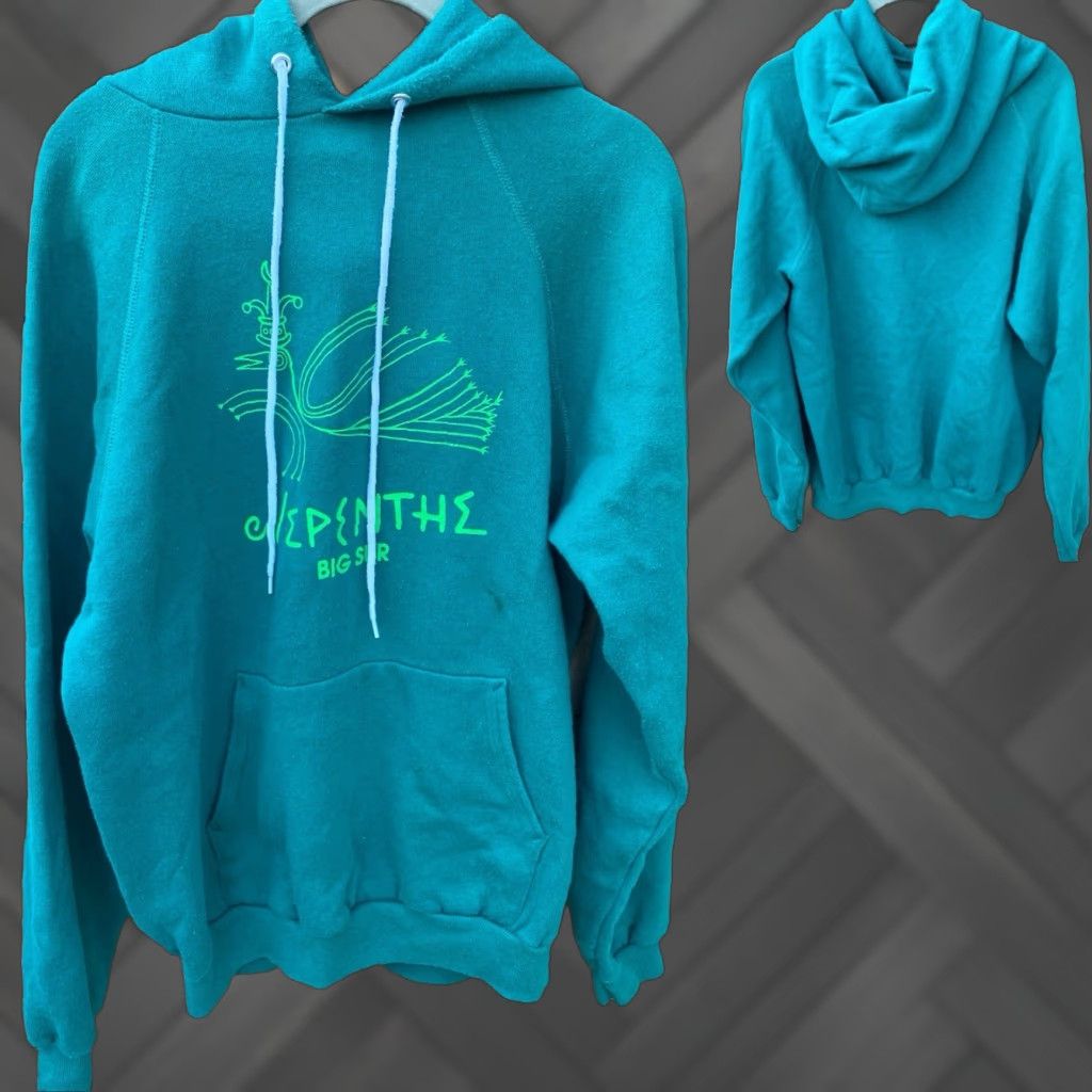 Hanes VINTAGE Hanes Nepenthe Big Sur Raglan Hoodie Sweatshirt Pullover Sweater Jumper Size L Green Graphic Print Men Hoodie Pullover 90s Mens Size US L / EU 52-54 / 3 - 1 Thumbnail