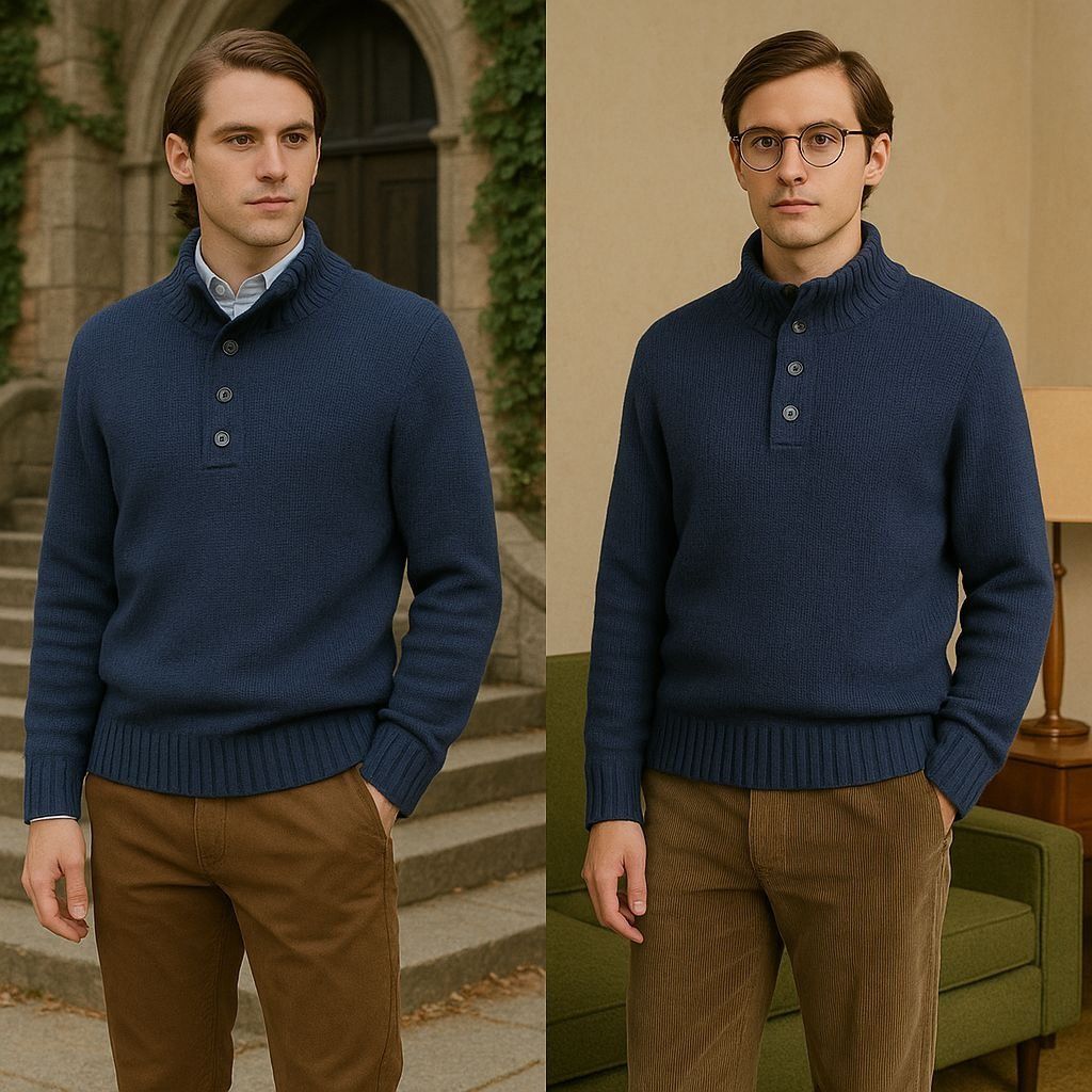 Old Navy Men Blue Ribbed Sweater XL Cozy Grandpacore Fall Layering Da Size US XL / EU 56 / 4 - 5 Thumbnail