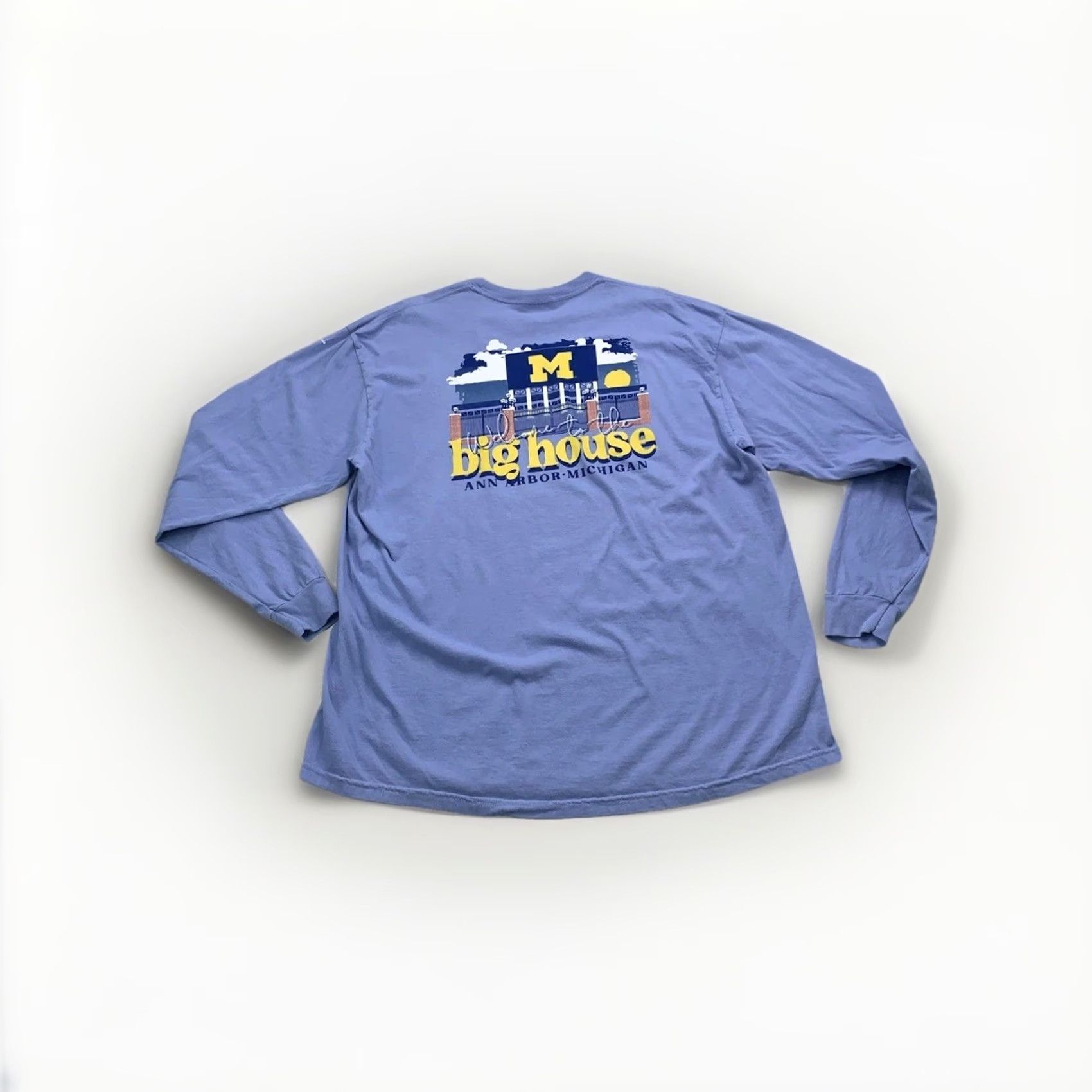 Comfort Colors Comfort Colors University Of Michigan Big House Graphic Long Sleeve Shirt 2XL Blue Mens Womens Unisex Adults Crew Neck Graphic Print Cotton Blend NWT Size US XXL / EU 58 / 5 - 6 Thumbnail