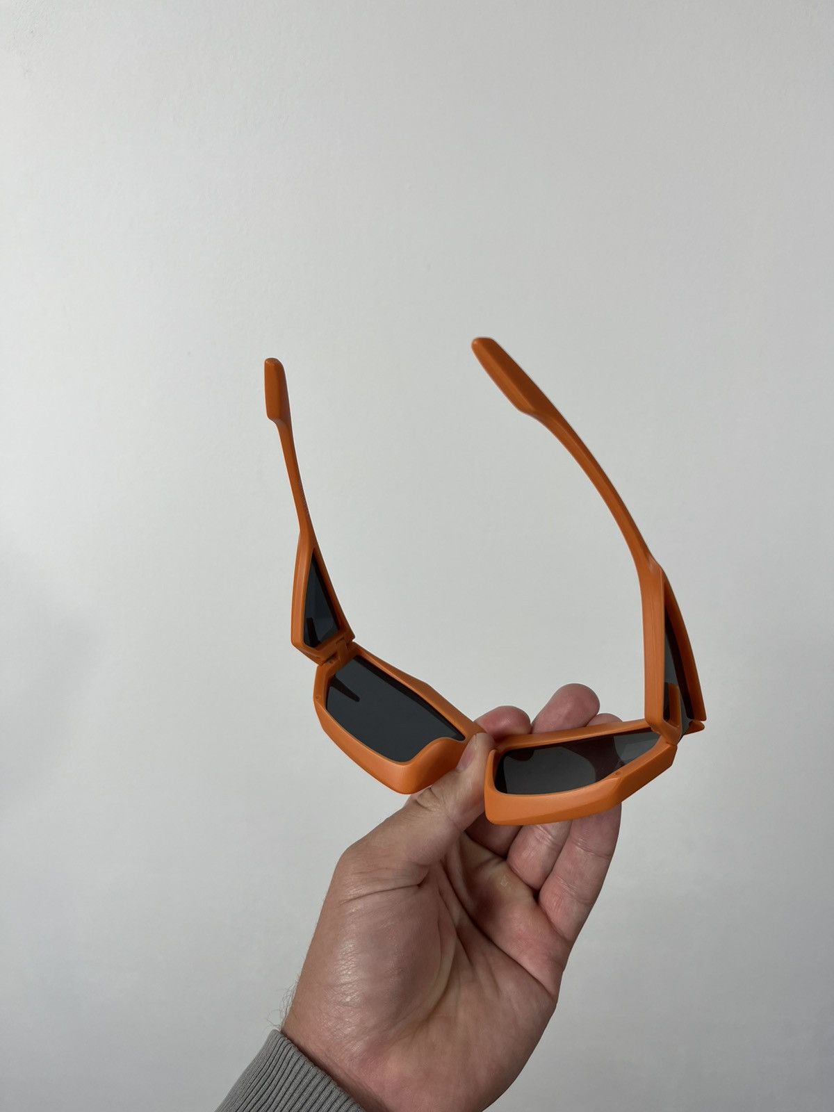 Japanese Brand × Vintage Y2K Futuristic Techwear Orange Shield Sunglasses Black Lens Size ONE SIZE - 6 Thumbnail