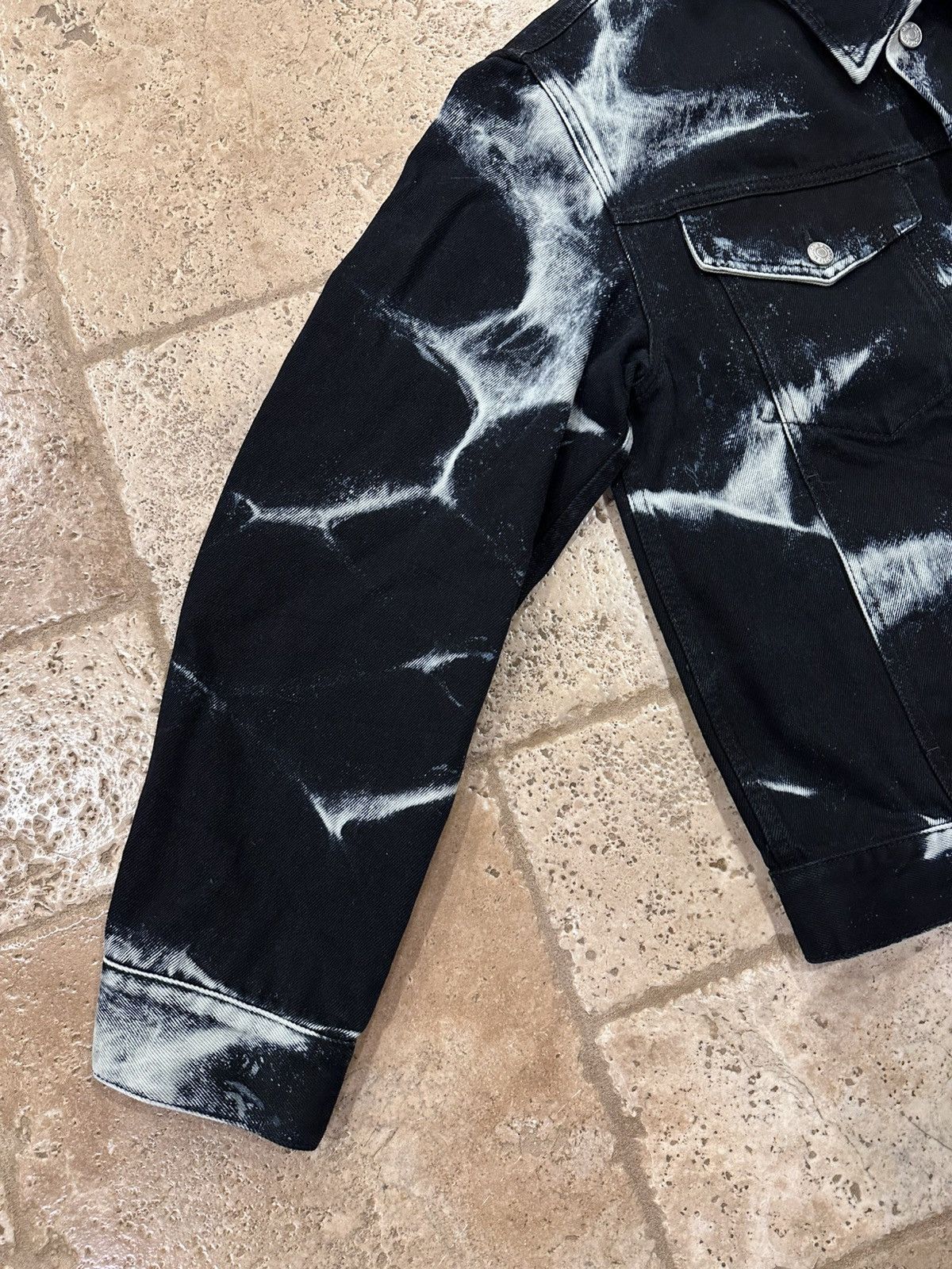 Dries Van Noten Dries Van Noten Acid Wash Tie-Dye Bleach Black Denim Jacket Size US L / EU 52-54 / 3 - 6 Thumbnail