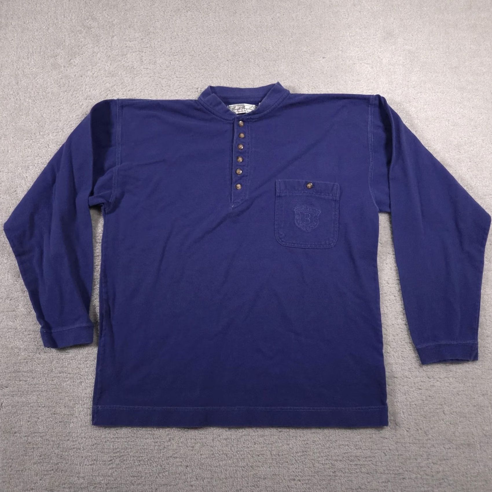 Bugle Boy VINTAGE Bugle Boy Mens Long Sleeve Henley Shirt M Blue 90s Mock Neck Pocket Size US M / EU 48-50 / 2 - 2 Thumbnail