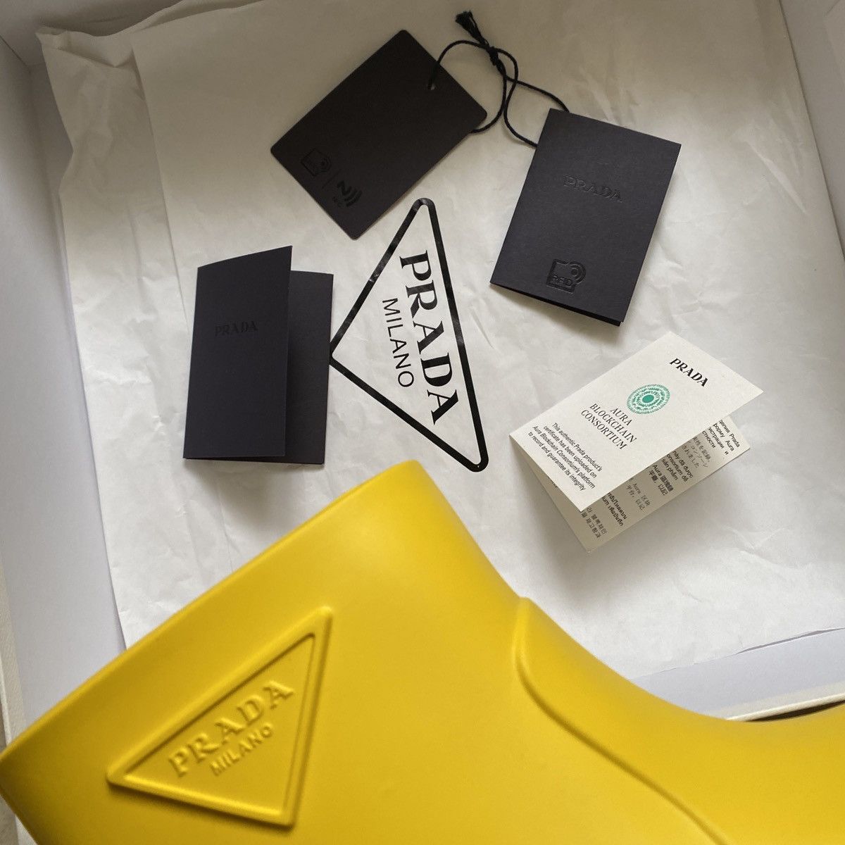 Prada Prada Triangle Logo Rubber Rain Boots Size US 7 / IT 37 - 5 Thumbnail