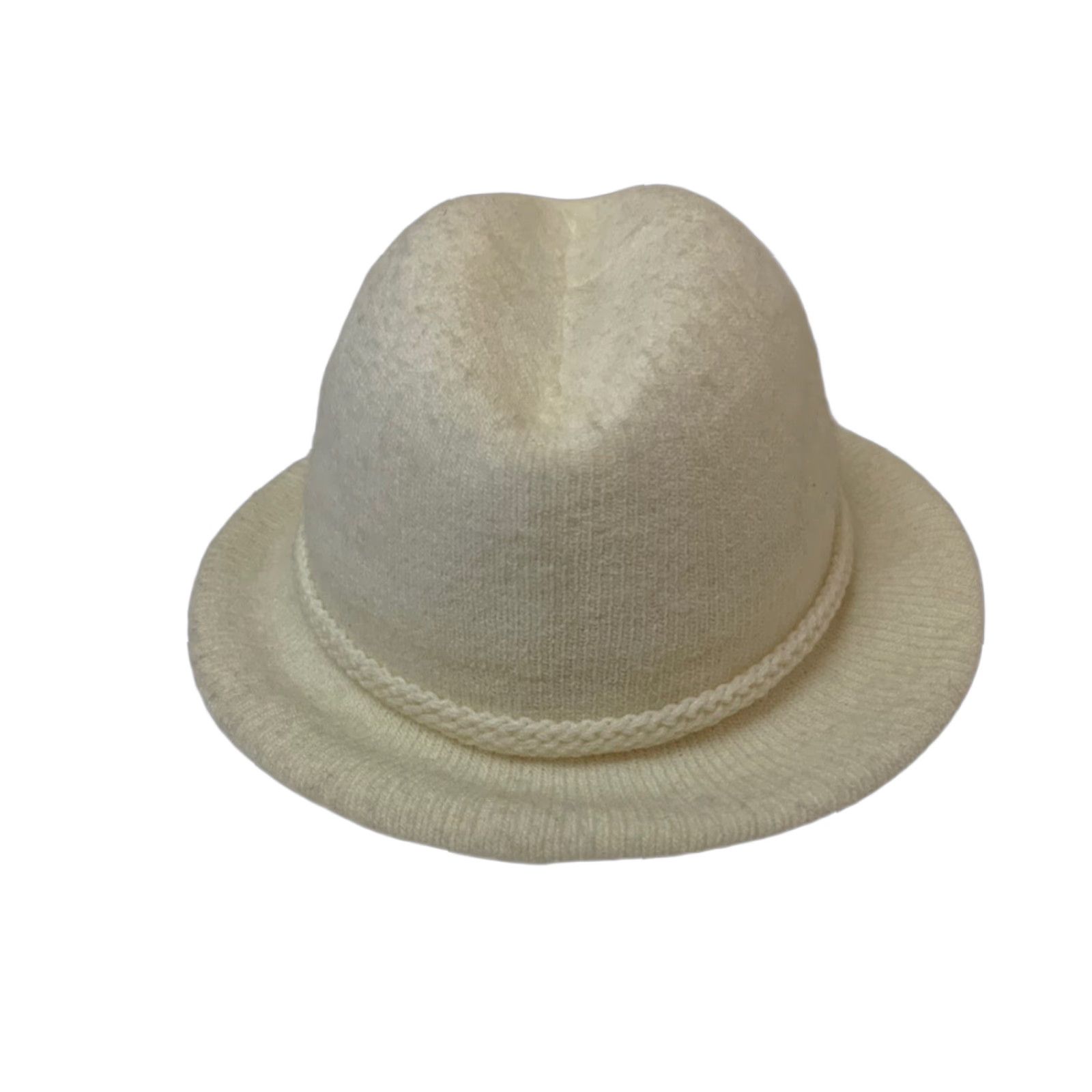 Vintage VINTAGE Vintage Knit Bucket Hat Fedora Winter White WPL 7647 ONE SIZE Made USA Wool Blend Women Wool Knit Casual Hats Mens Women Girls Size ONE SIZE - 1 Thumbnail