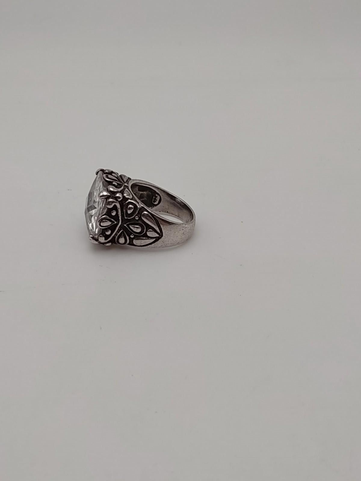 The Unbranded Brand Sterling Silver Butterfly Ring Large Clear Stone Sz 6 Size ONE SIZE - 2 Thumbnail