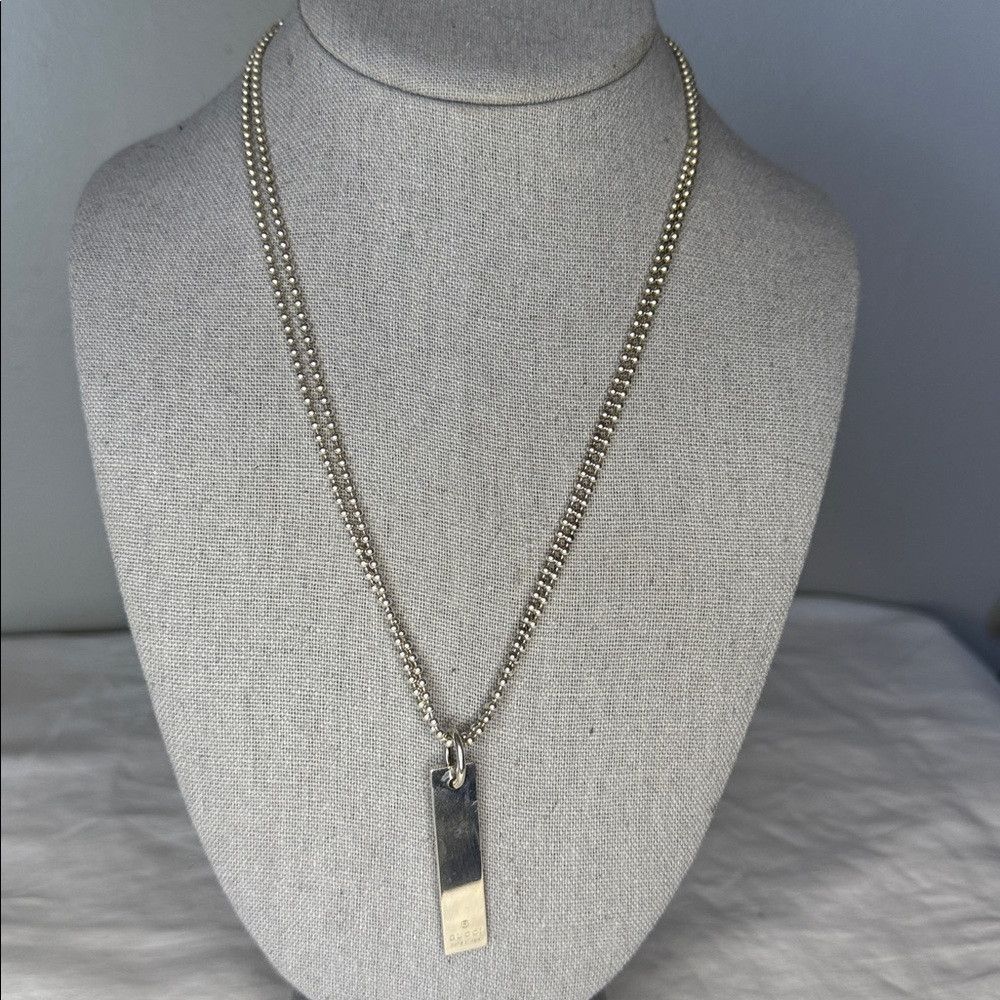 Gucci Gucci 925 Sterling Silver Double Ball Chain Necklace with R Size ONE SIZE - 3 Thumbnail