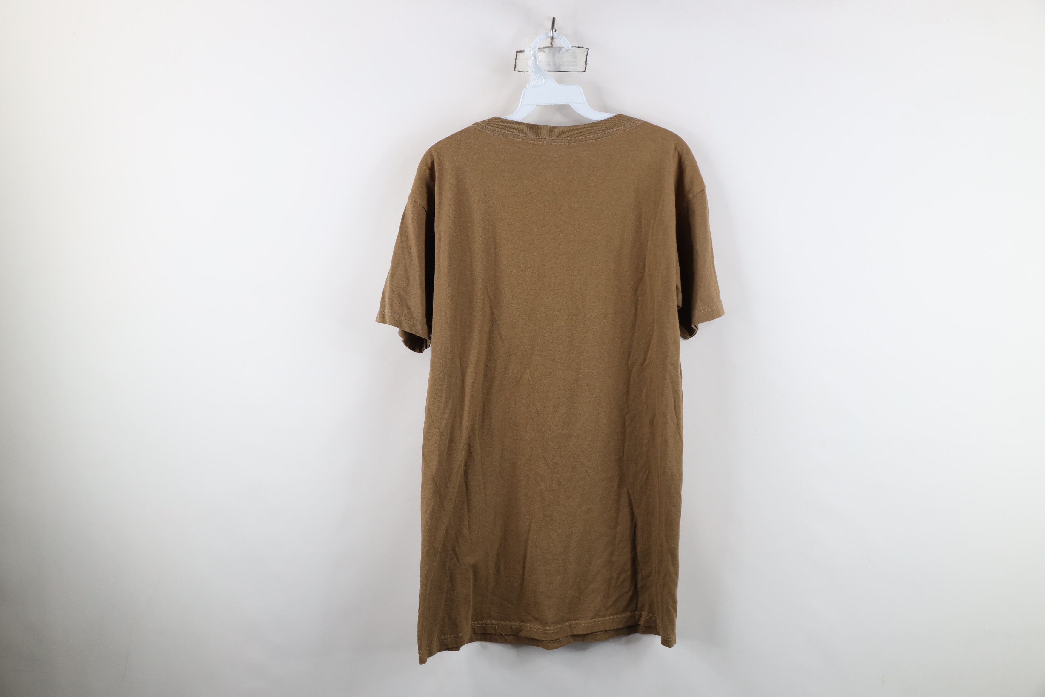 Vintage Vintage 90s Streetwear Blank Combed Cotton T-Shirt Brown USA Size US L / EU 52-54 / 3 - 12 Thumbnail