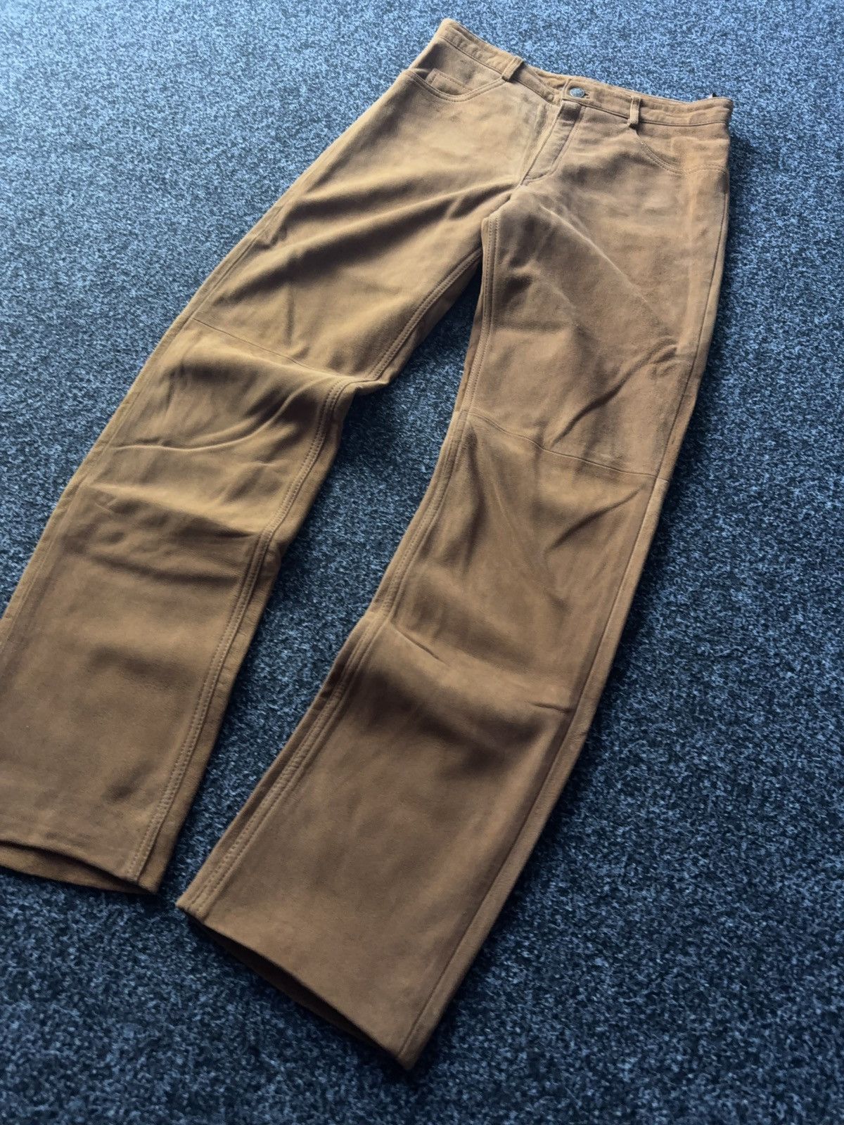 Leather Vintage Faux Suede Brown Pants 90s Western Style Italy Size 30" / US 8 / IT 44 - 3 Thumbnail