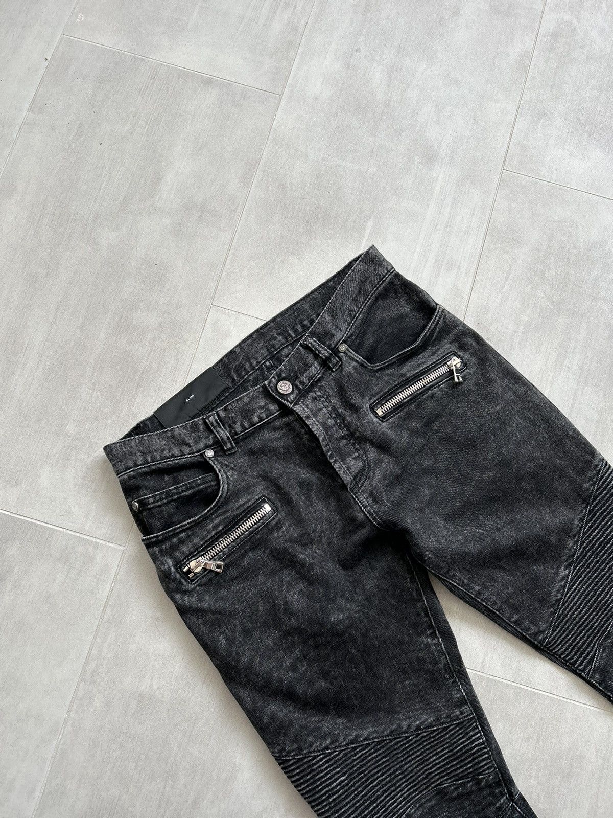 Balmain Balmain Paris Biker Ribbed Knee Slim Jeans Black Size 31 Size US 31 - 12 Thumbnail