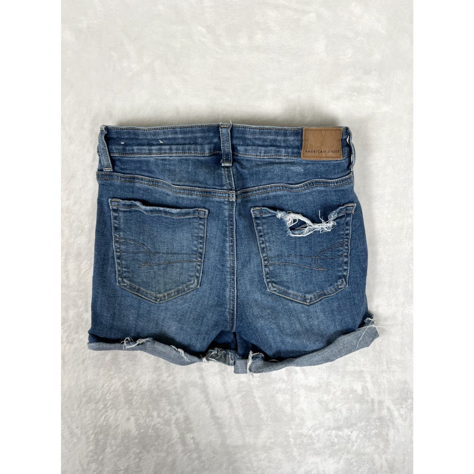 American Eagle Outfitters American Eagle Shorts Womens 2 Blue Midi Denim Jean Cutoff Cuffed Stretch Casual Size 26" / US 2 / IT 38 - 7 Thumbnail