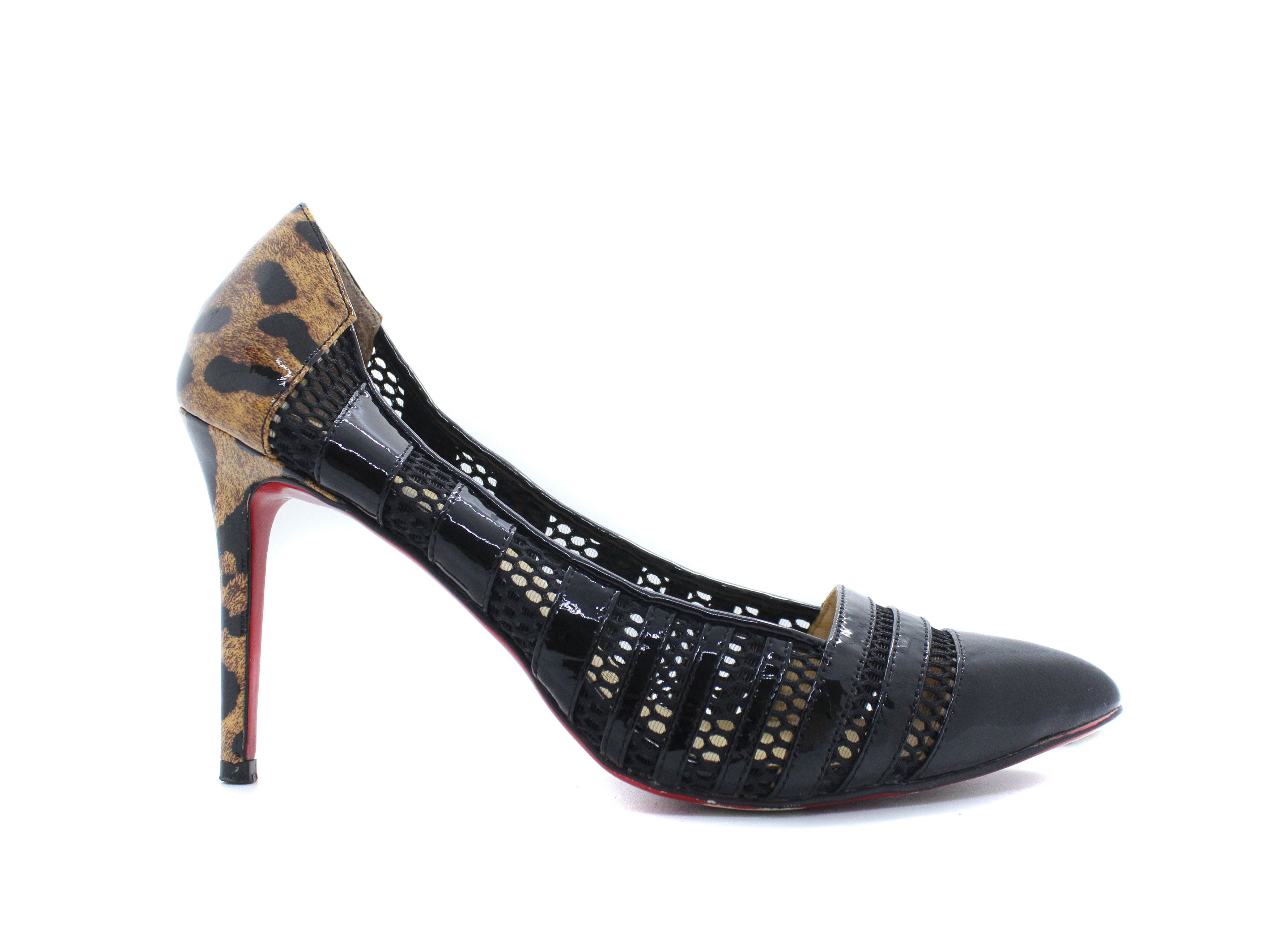 Christian Louboutin Leopard Mesh Patent Leather Heels Size US 7 / IT 37 - 2 Thumbnail