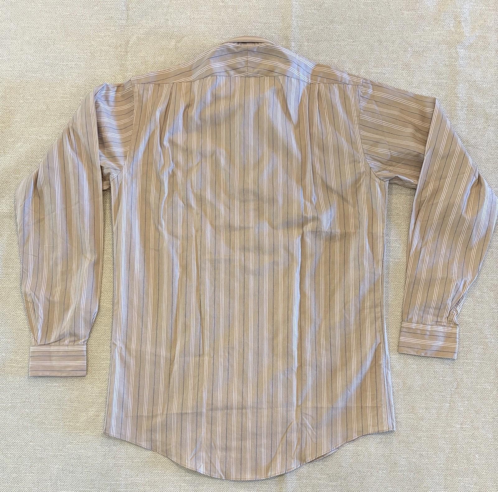 Reed Ferrel Reed Dobbs Cloth Striped Tan Brown Dress Shirt 15-34 Size 38R - 2 Thumbnail