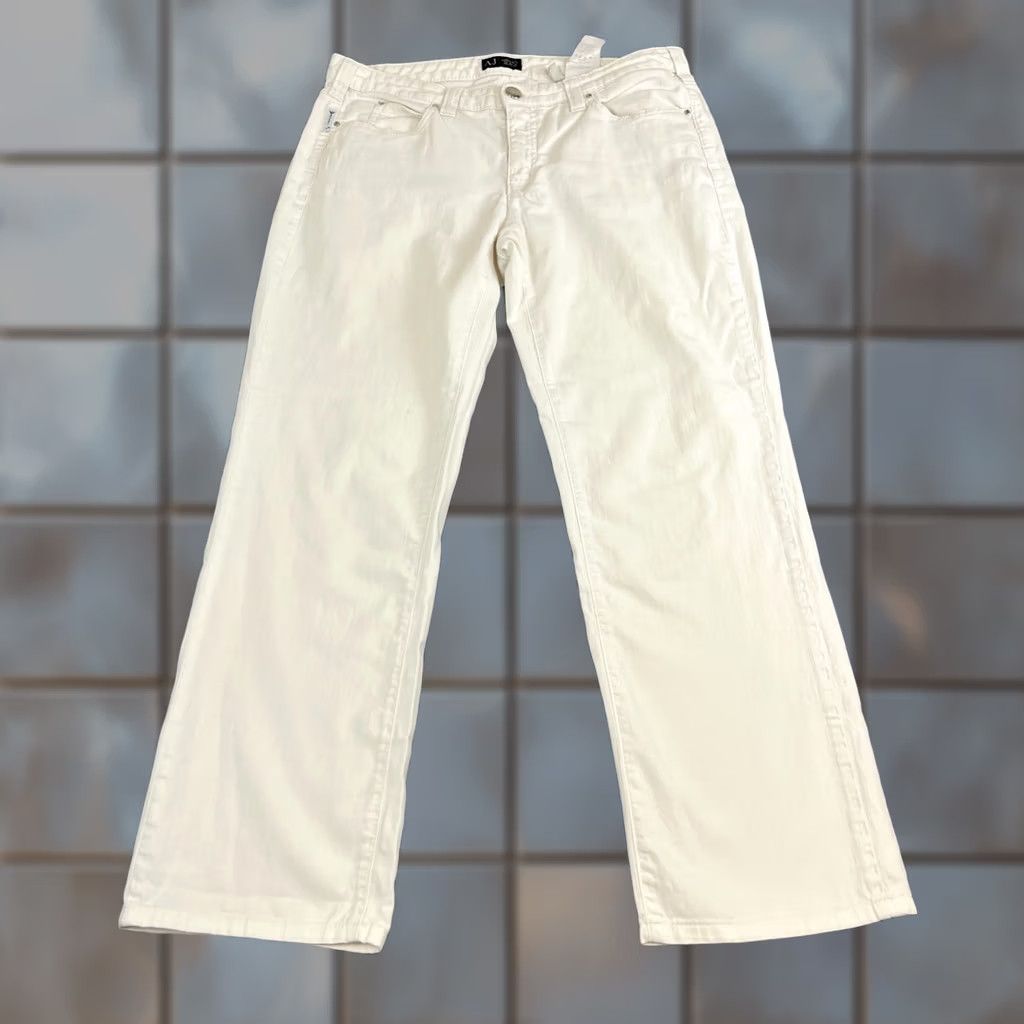 Vintage Armani Jeans Jeans Straight 32 30 UK 12 White Low Rise Studded Stretch Womens Mens Girls Size 34" / US 12 / IT 48 - 1 Thumbnail