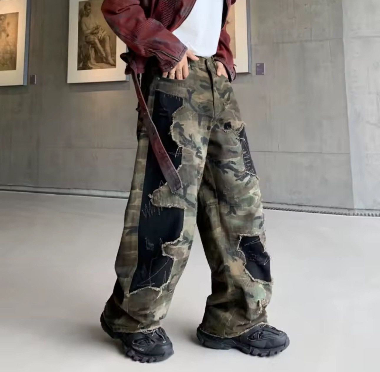 Jean Camouflage Designer Distressed Ripped Y2k Jeans Size US 36 / EU 52 - 2 Thumbnail