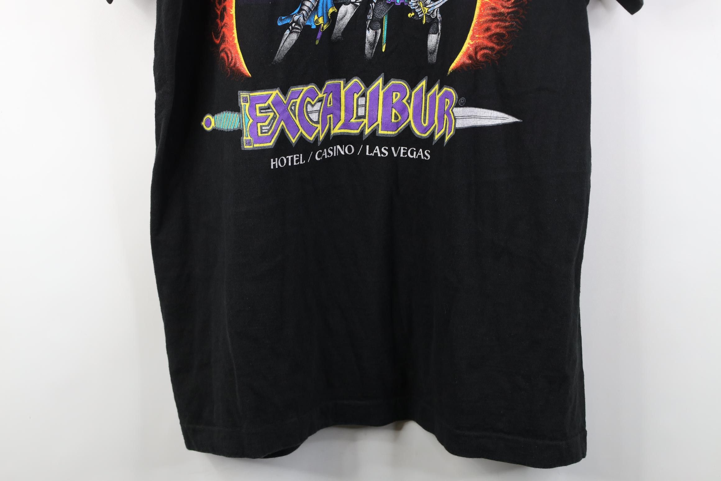 Vintage Vintage 90s Excalibur Casino Knight Sword Fight Fire T-Shirt Size US XL / EU 56 / 4 - 3 Thumbnail