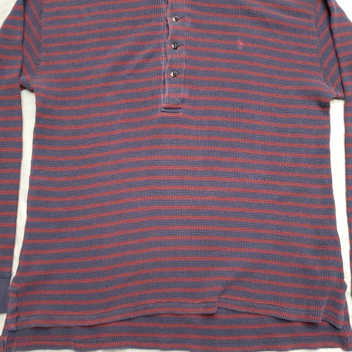 Polo Ralph Lauren Polo Ralph Lauren Shirt Mens XL Red Blue Stripe Waffle Thermal Rugby Made in USA Ribbed Knit Polo Shirt Mens XL Red/Blue Stripe USA Vintage Mens Size US XL / EU 56 / 4 - 2 Thumbnail