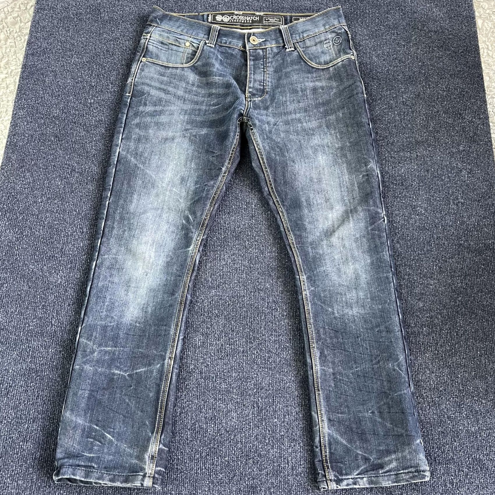 Vintage Crosshatch Jeans Mens W34 Short Blue Denim Straight Leg Faded Wash Casual Size US 34 / EU 50 - 3 Thumbnail