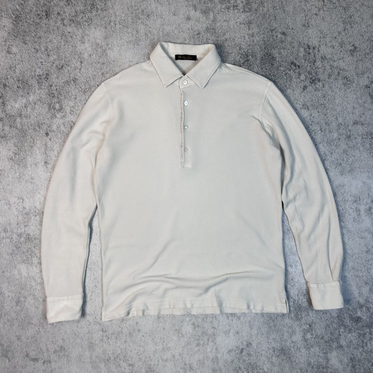 Loro Piana Luxury Loro Piana White Long-Sleeve Polo Made in Italy Size US XL / EU 56 / 4 - 1 Thumbnail
