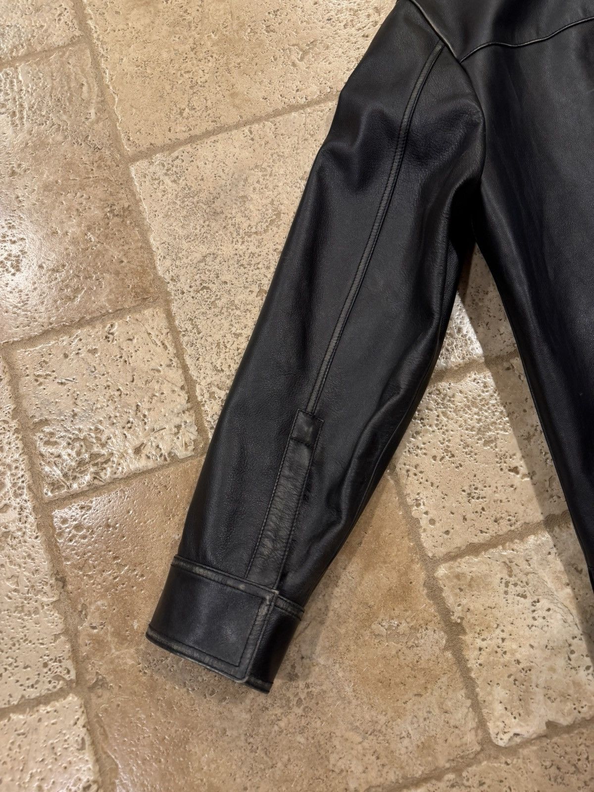 Loewe Loewe SS24 Black Aged Calfskin Leather Anagram Logo Jacket Size US L / EU 52-54 / 3 - 15 Thumbnail