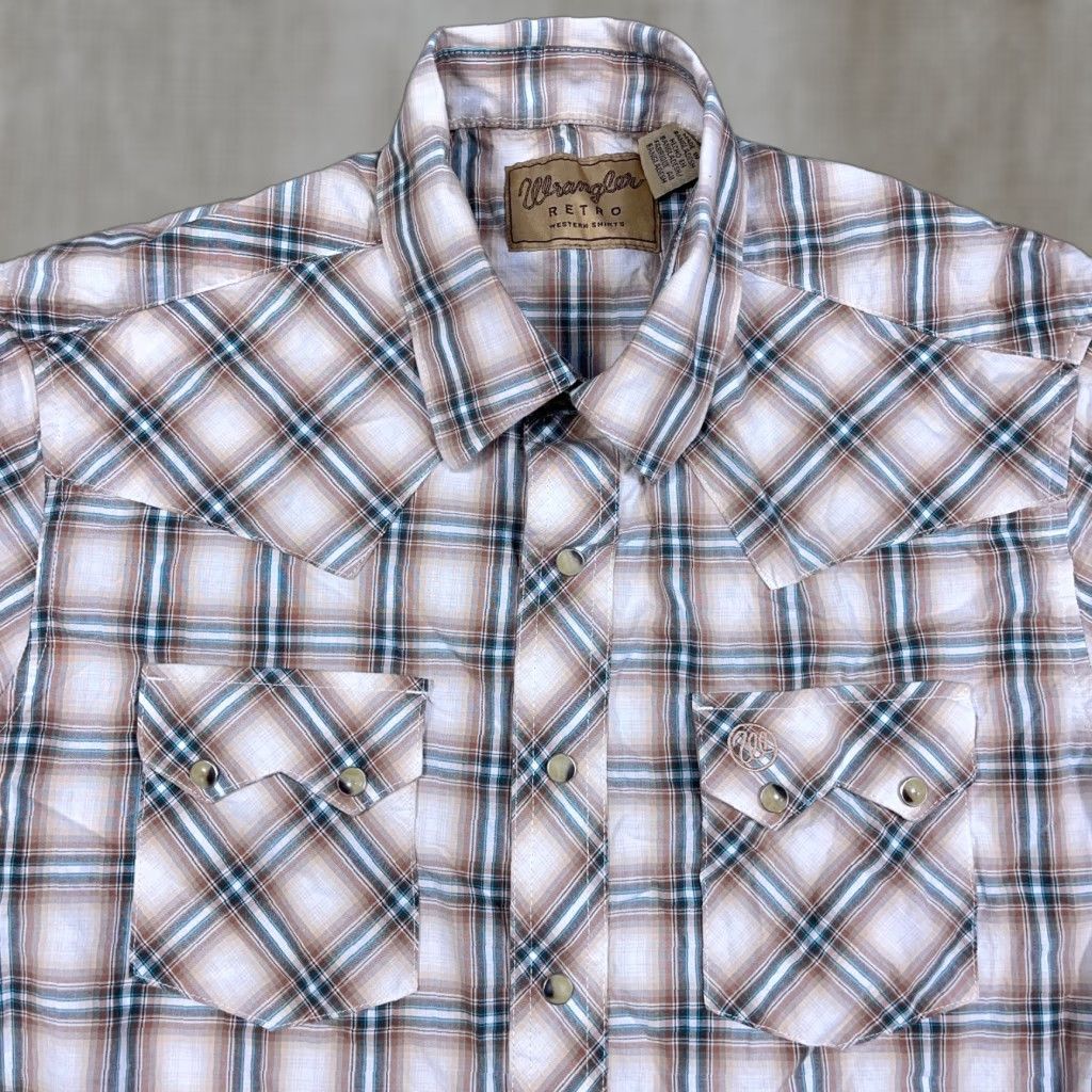 Wrangler VINTAGE Wrangler Retro Shirt Men Large Brown Plaid Pearl Snap Yoke Cowboy Rodeo Western Size US XL / EU 56 / 4 - 1 Thumbnail