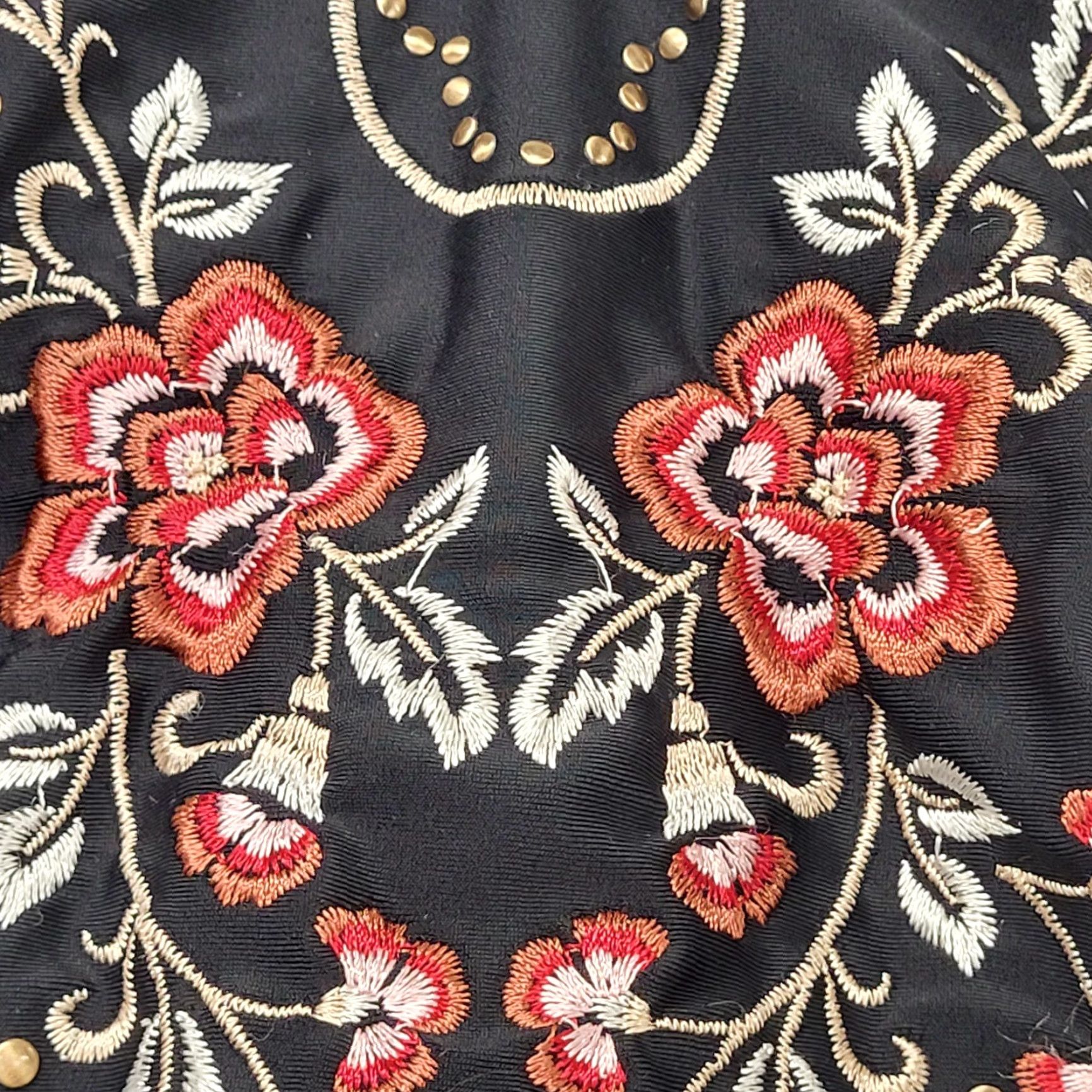 Vintage Xhilaration One Piece Swimsuit Womens Size Small Black Lace Up Back Embroidered Size ONE SIZE - 4 Thumbnail