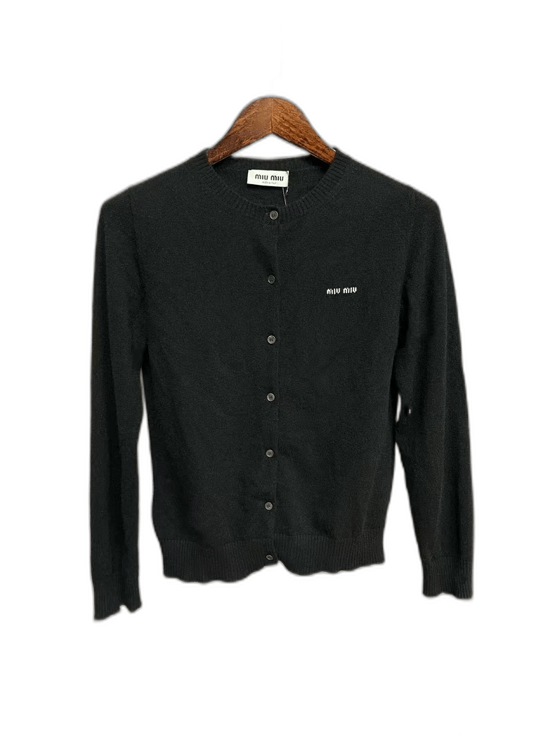 Miu Miu Miu Miu black cashmere cardigan with small logo Size US M / EU 48-50 / 2 - 1 Thumbnail